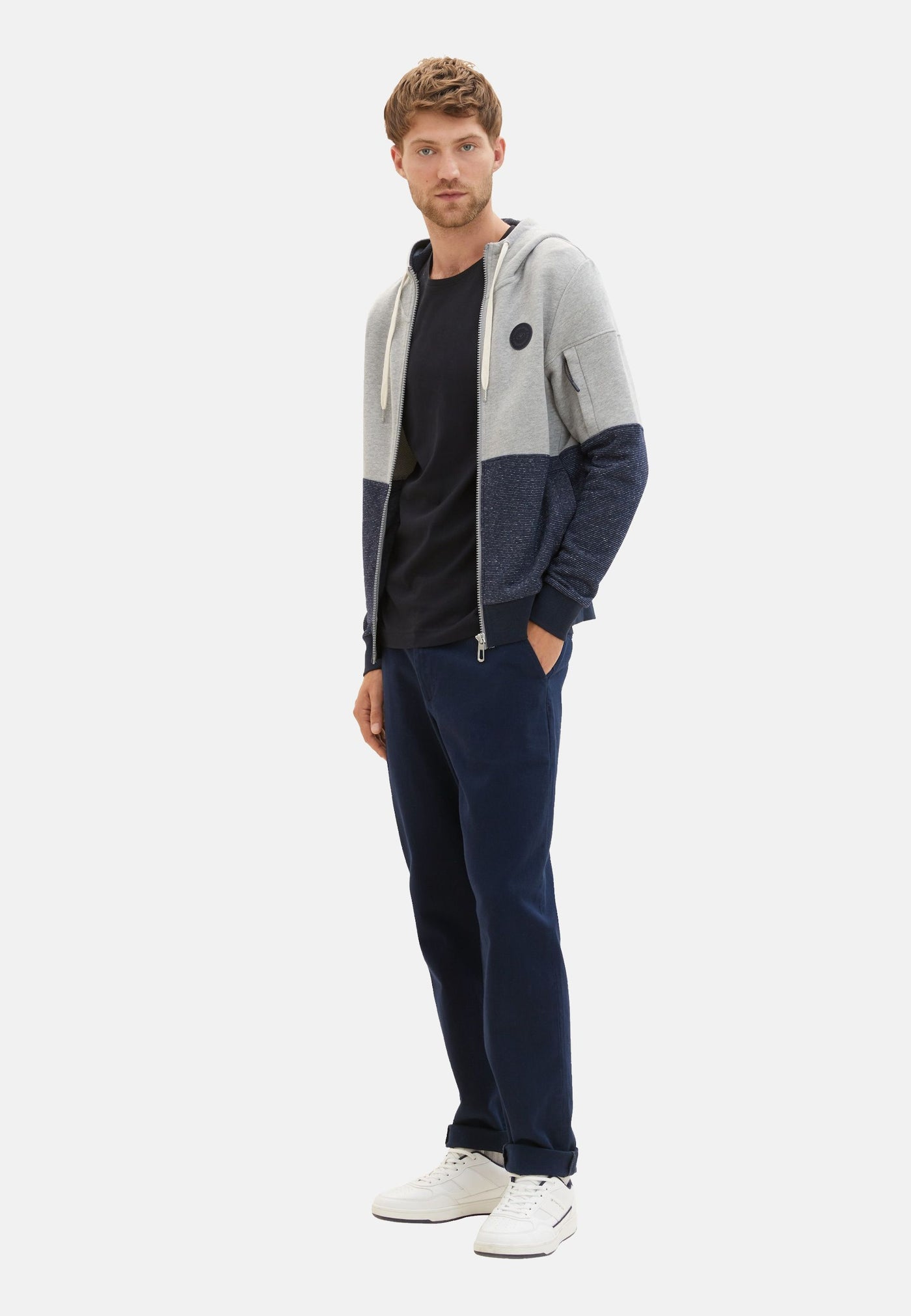 Tom Tailor Zip Hoodie mit Eingrifftaschen und Color-Block
