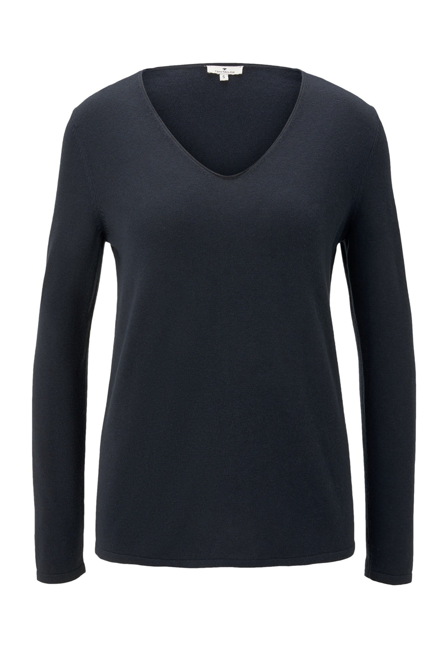 Tom Tailor Langarmshirt mit V-Ausschnitt