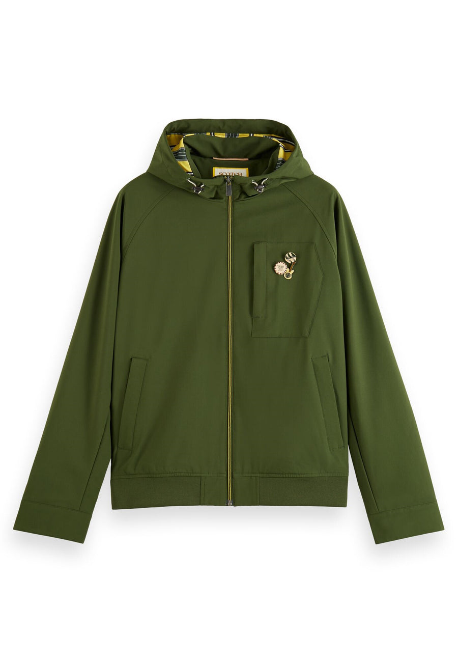 Scotch & Soda Classic hooded soft-shell jacket mit Kapuze, Tunnelzug, Brust- und Seitentaschen in Regular Fit
