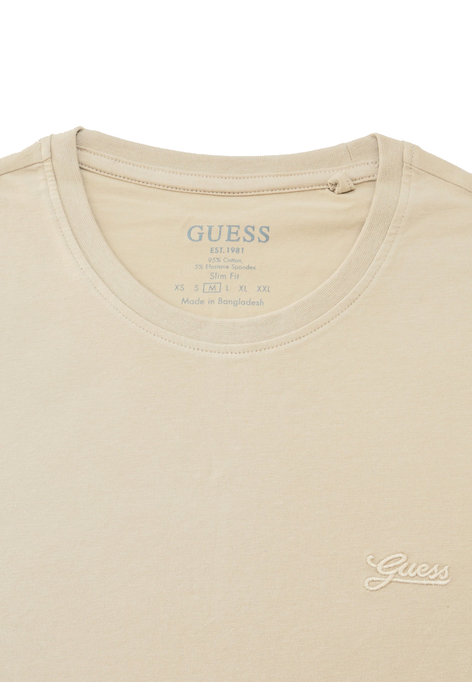 Guess Kurzarm T-Shirt BASIC PIMA mit Rundhalsausschnitt in Slim Fit