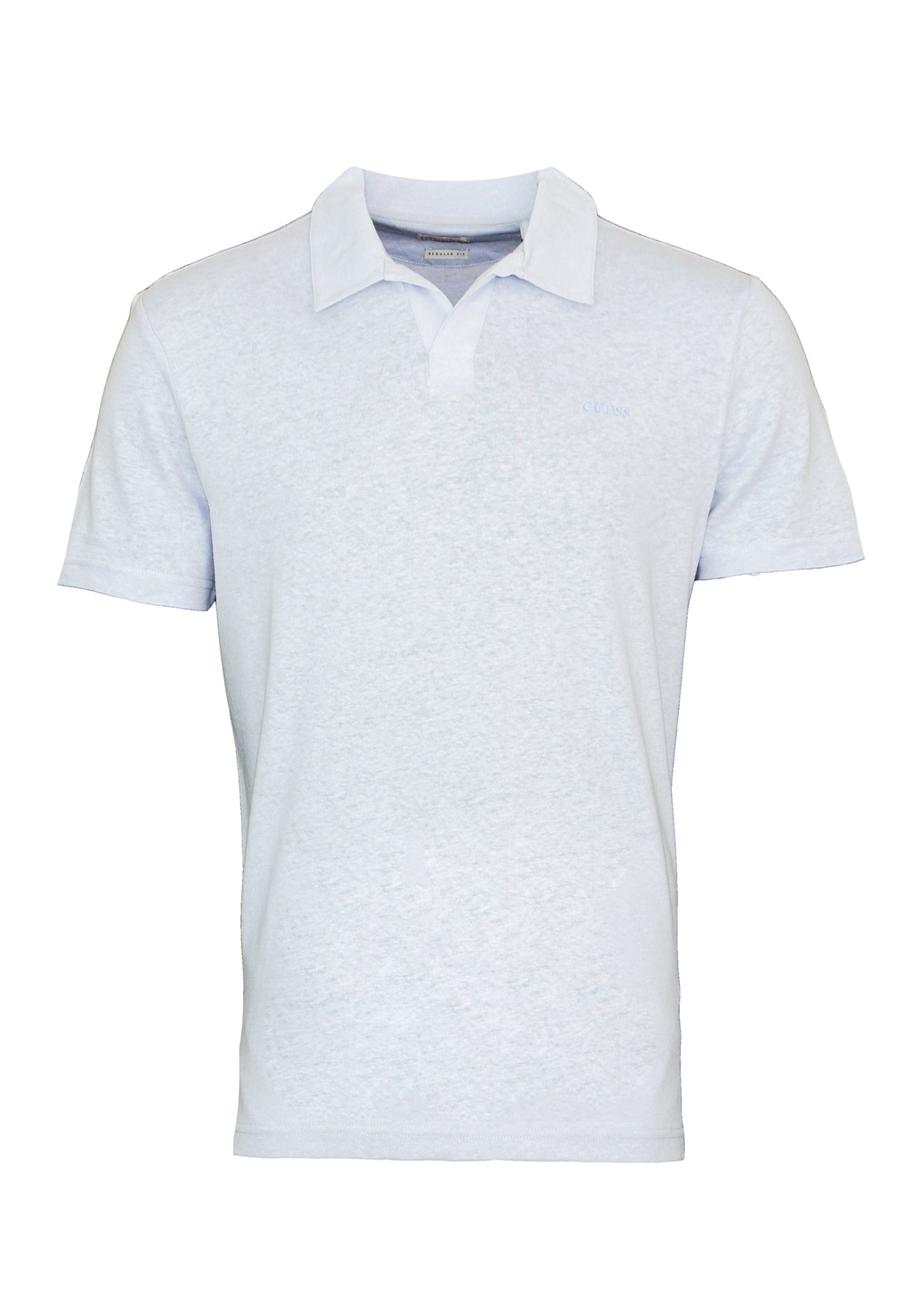 Guess Kurzarm-Poloshirt EMBRO CHEST POLO mit Knopfleiste und Logo-Stickerei aus Leinenmix
