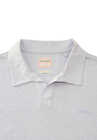 Guess Kurzarm-Poloshirt EMBRO CHEST POLO mit Knopfleiste und Logo-Stickerei aus Leinenmix