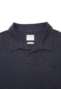 Guess Kurzarm-Poloshirt EMBRO CHEST POLO mit Knopfleiste und Logo-Stickerei aus Leinenmix