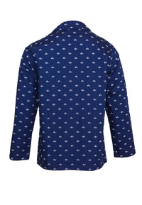 Ralph Lauren Pyjama mit langer Hose und Langarmhemd mit Kragen, Knopfleiste und Brusttasche