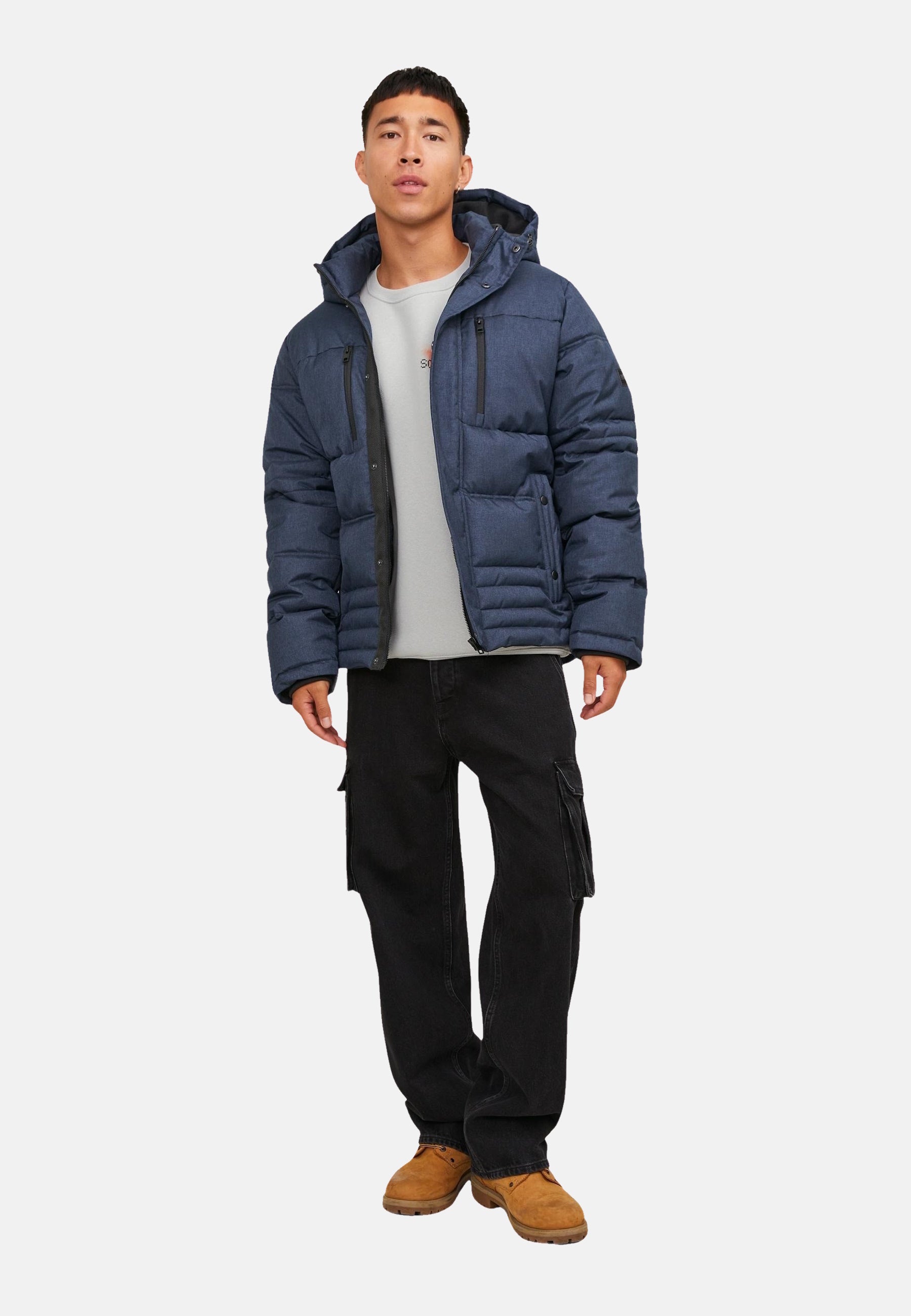 Jack & Jones YOG Steppjacke mit Kapuze und Reißverschluss