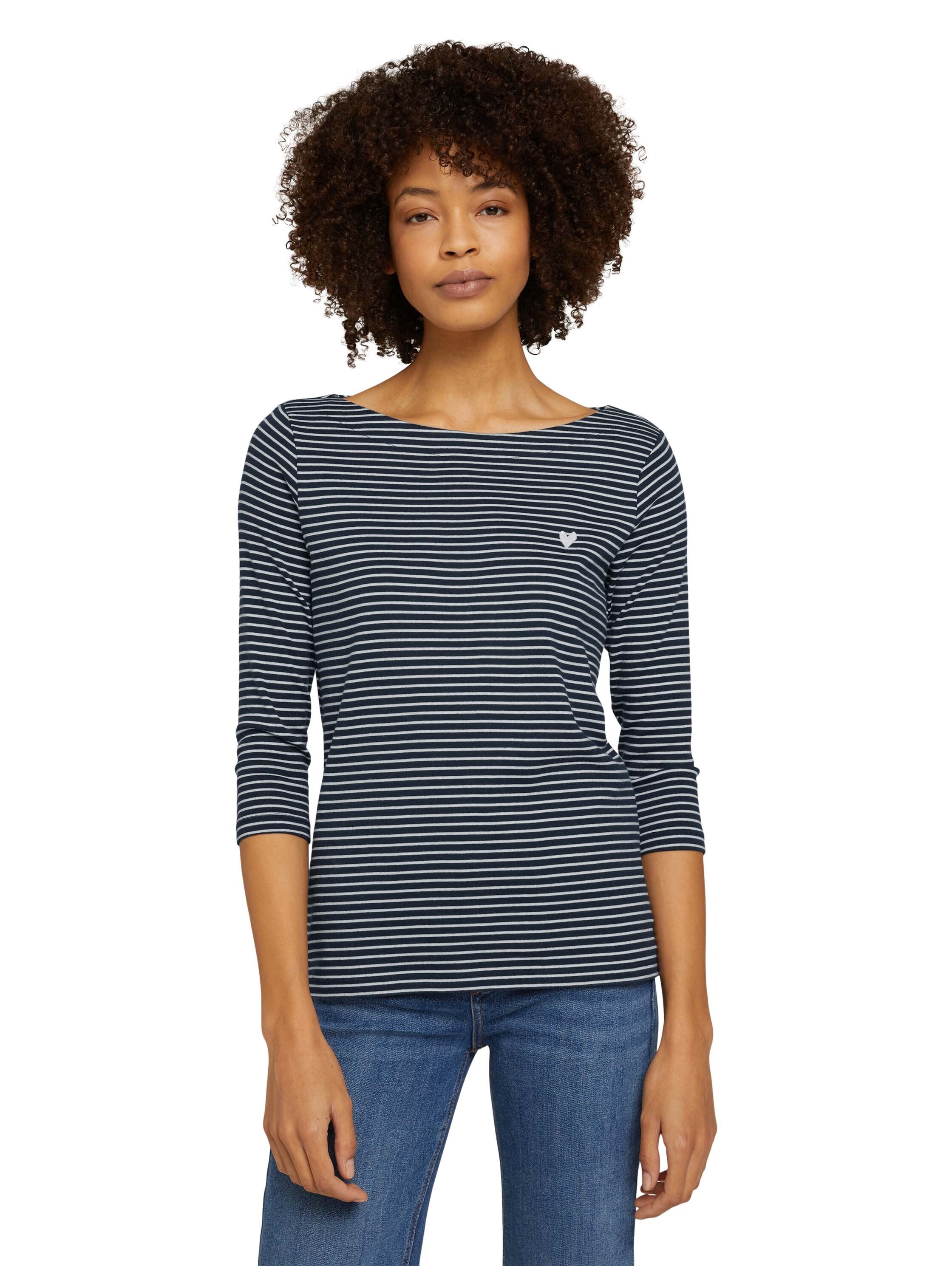 Tom Tailor Gestreiftes Langarmshirt aus Bio-Baumwolle