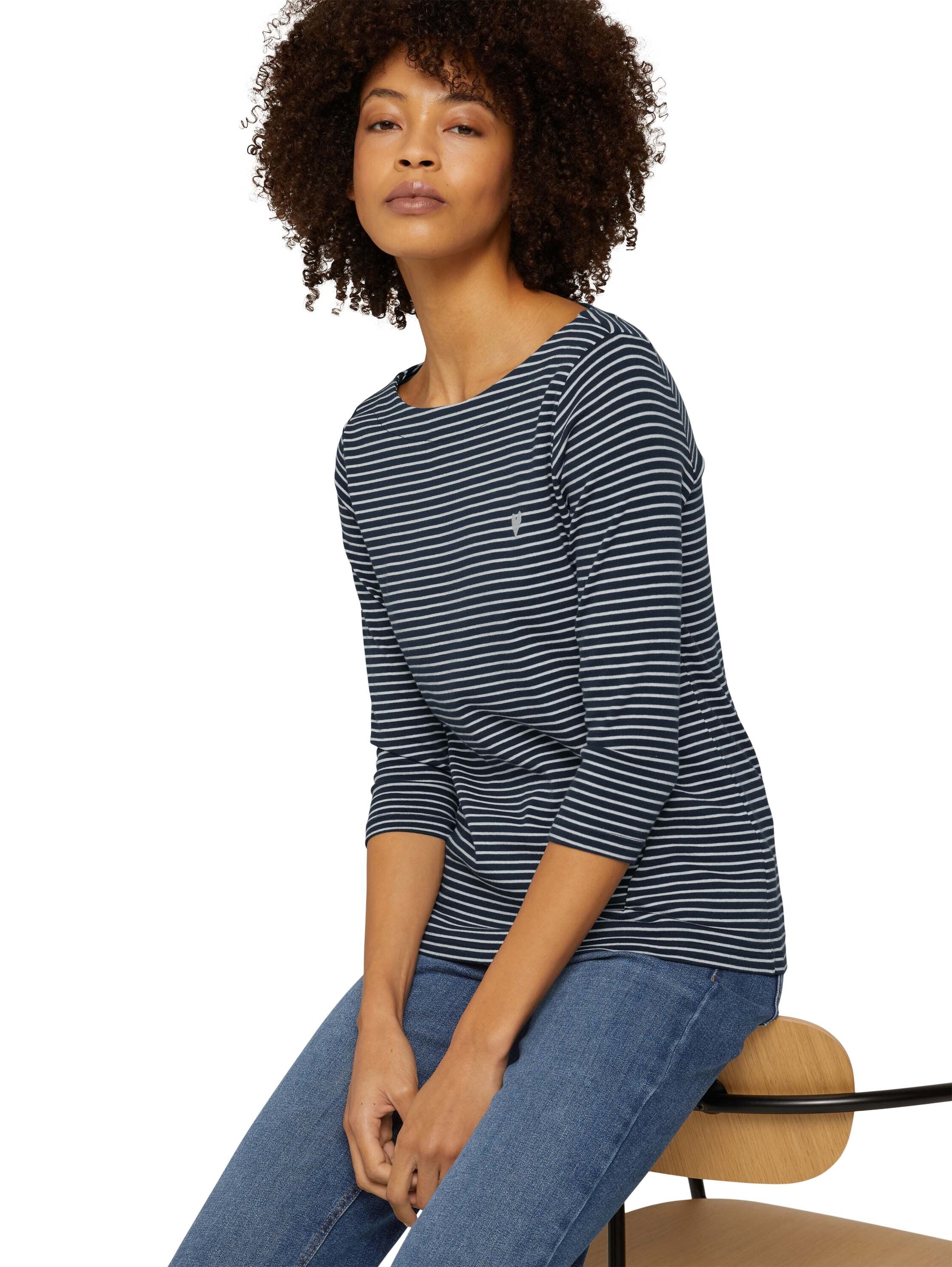 Tom Tailor Gestreiftes Langarmshirt aus Bio-Baumwolle