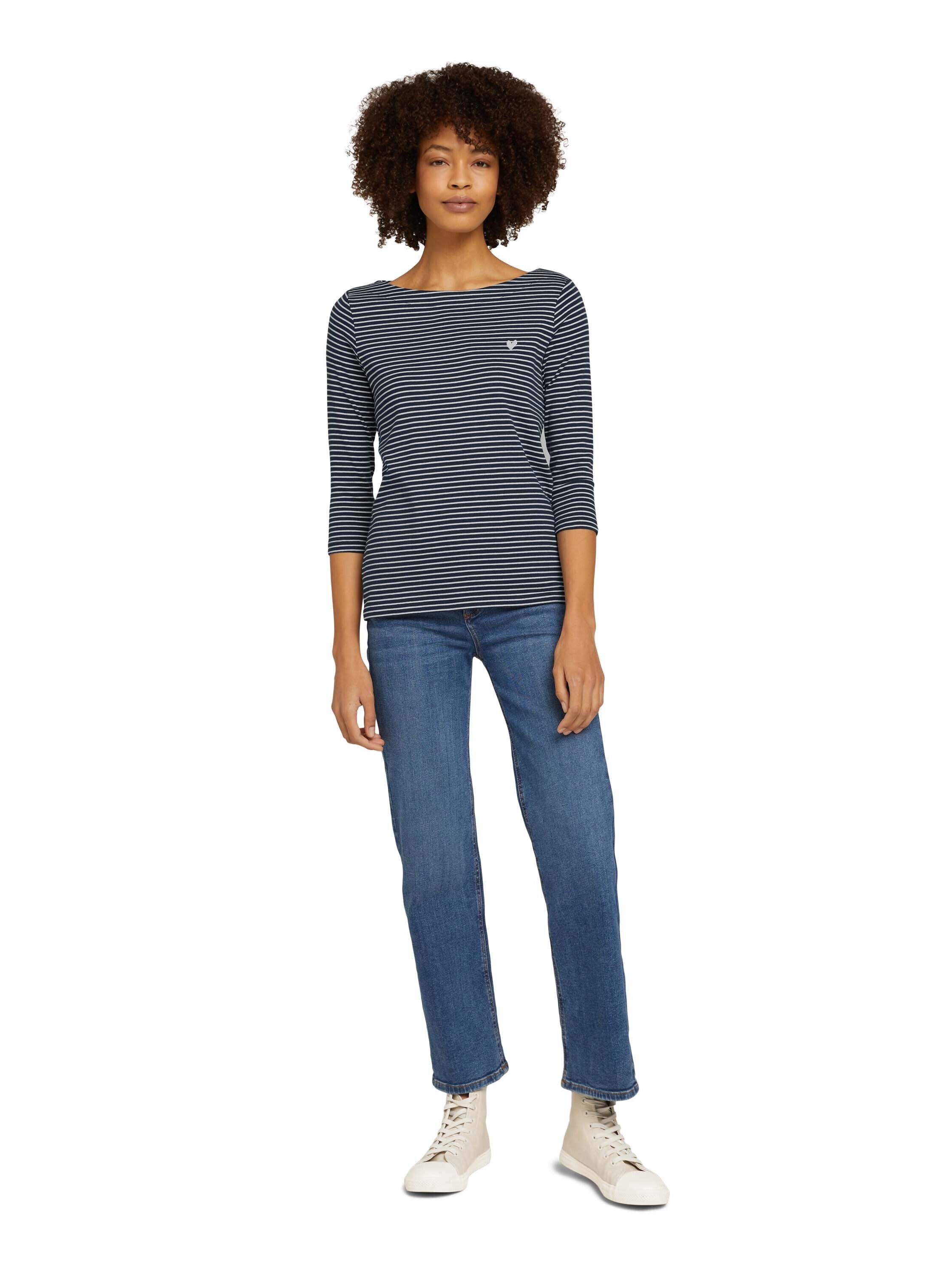 Tom Tailor Gestreiftes Langarmshirt aus Bio-Baumwolle