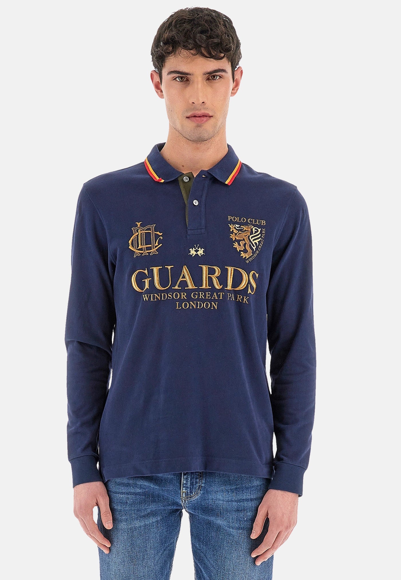 La Martina Langarm-Poloshirt regular fit Westin mit Logo-Details