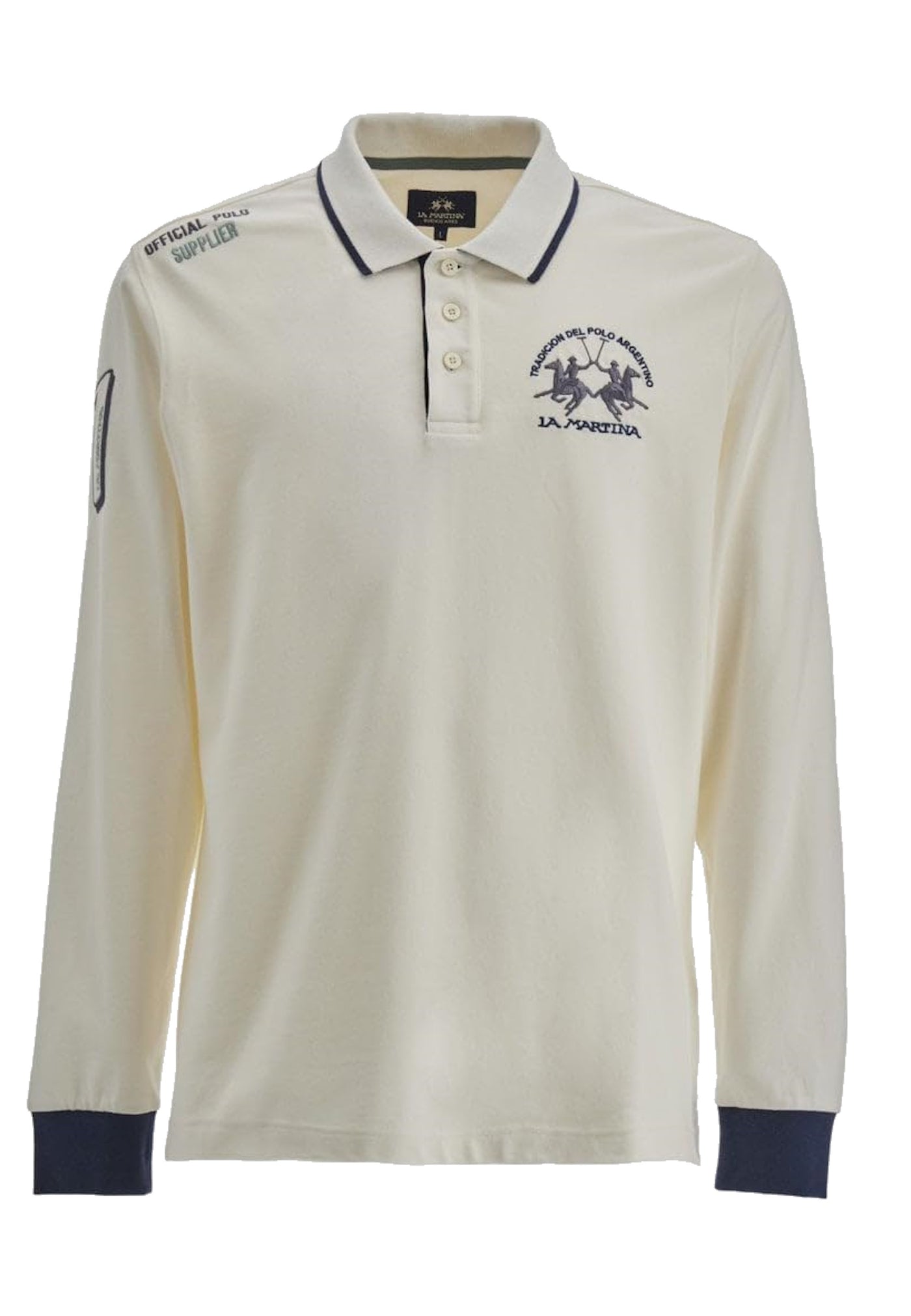 La Martina Langarm-Poloshirt regular fit Wolfe mit Logo-Details