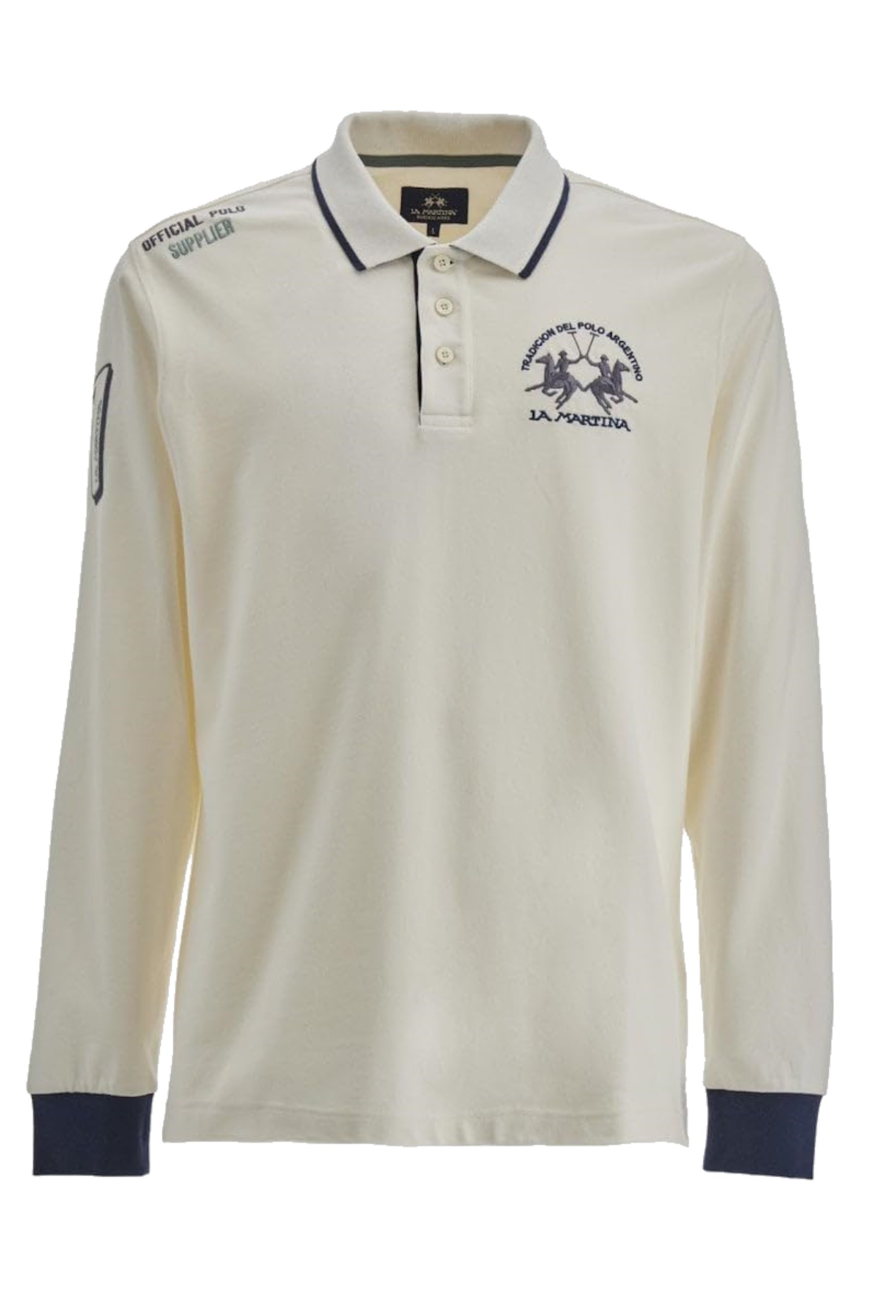 La Martina Langarm-Poloshirt regular fit Wolfe mit Logo-Details