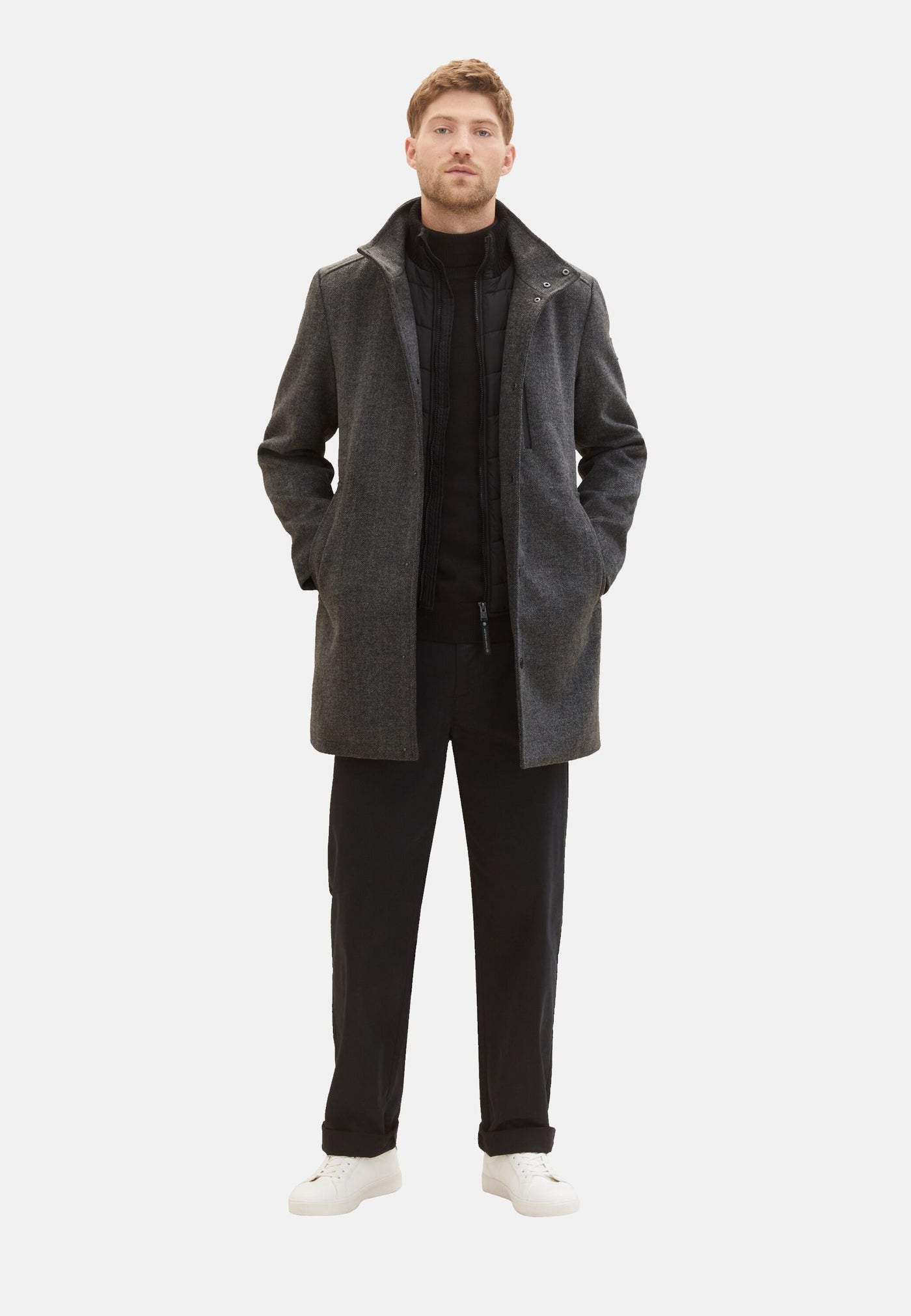 Tom Tailor Wollmantel mit Knopfleiste und Eingrifftaschen