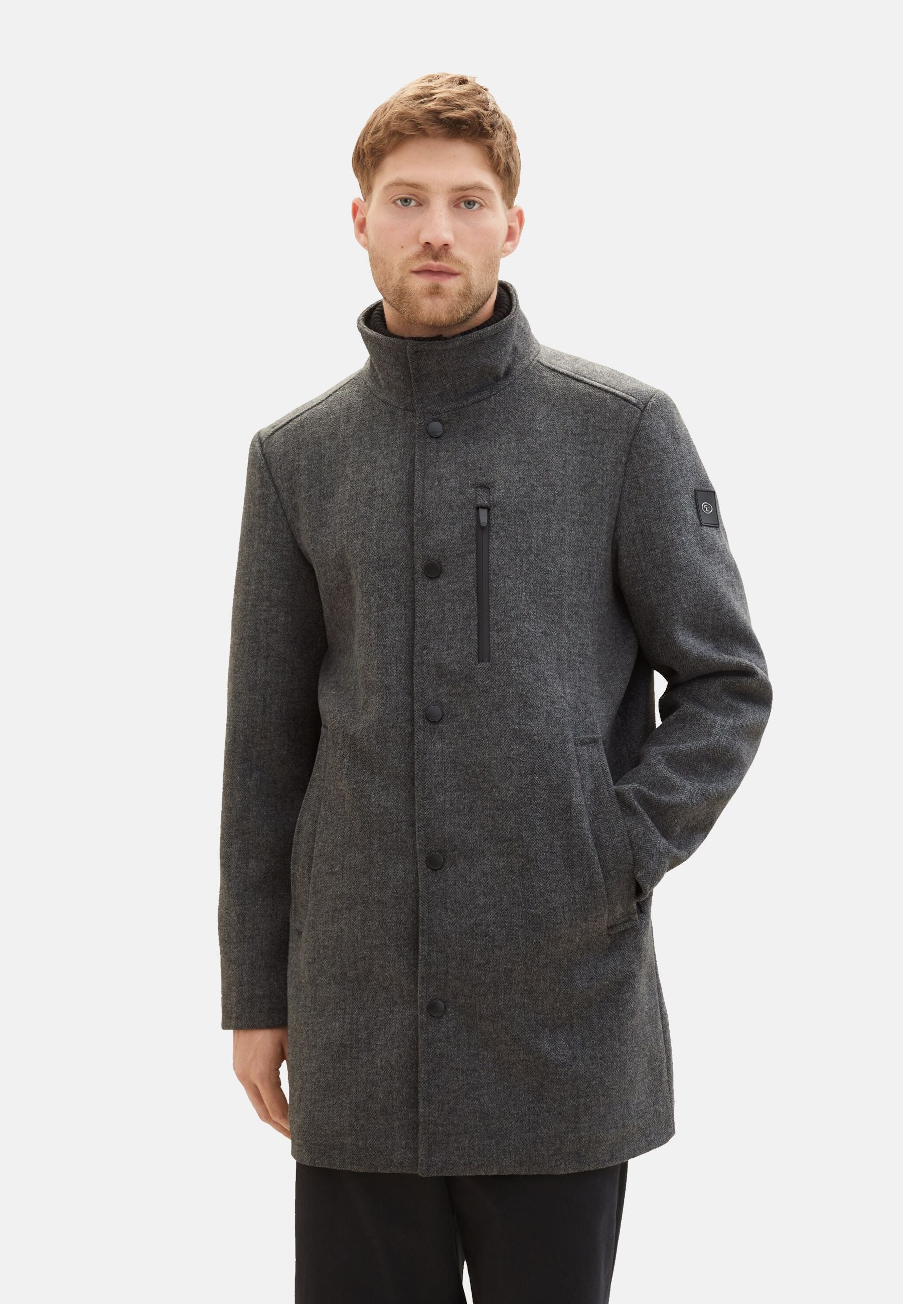 Tom Tailor Wollmantel mit Knopfleiste und Eingrifftaschen