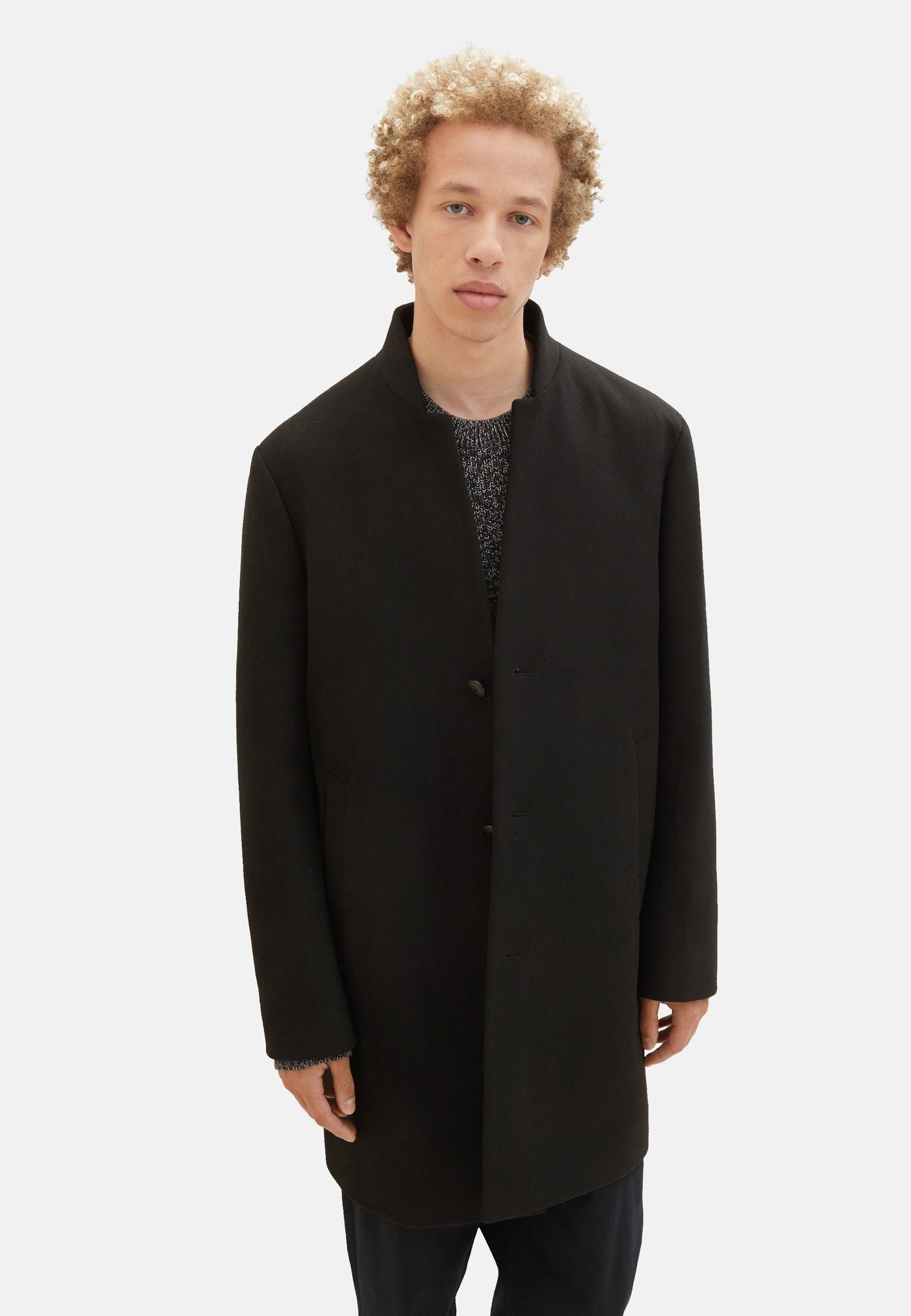 Tom Tailor Wollmantel mit Knopfleiste und Eingrifftaschen