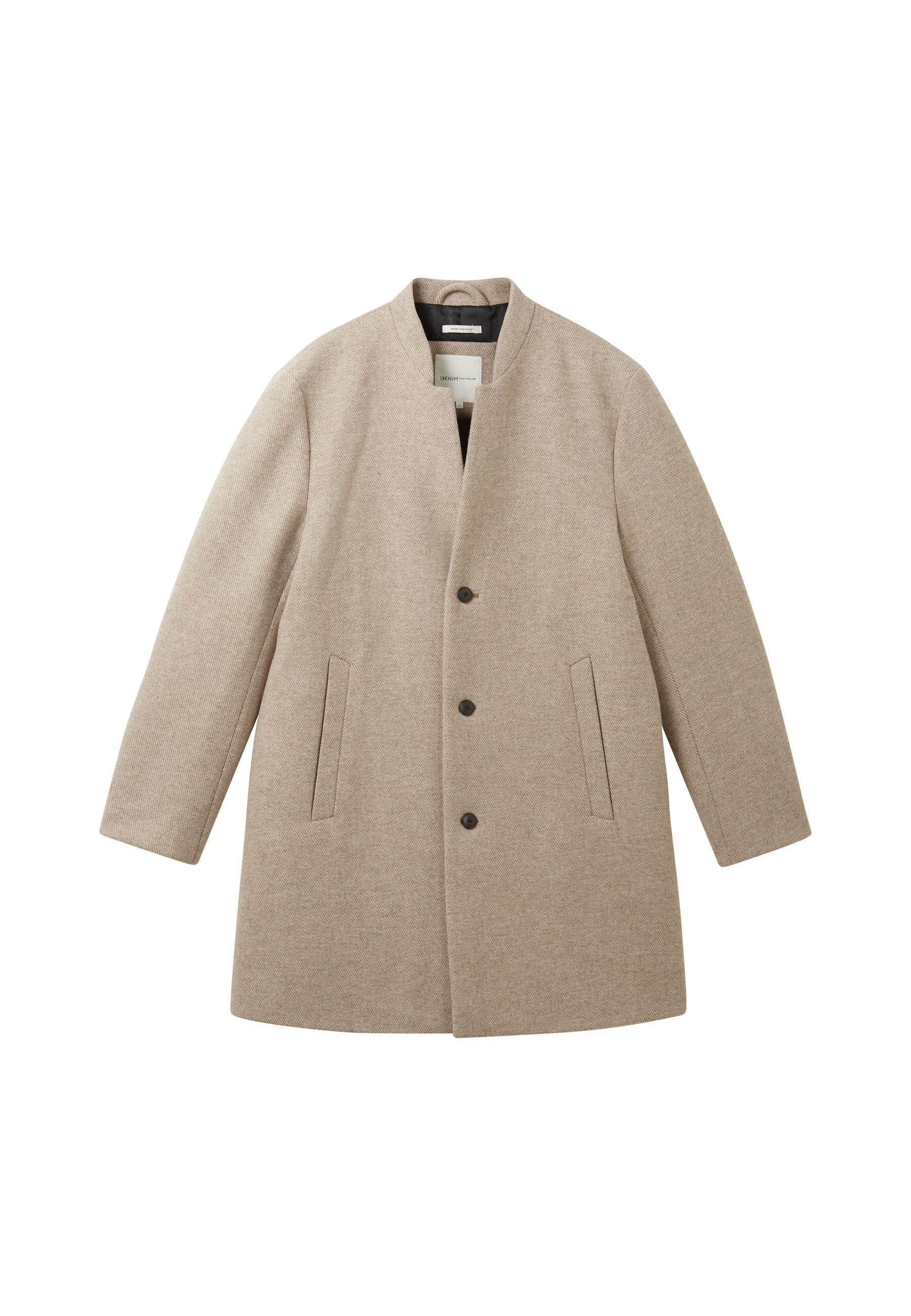 Tom Tailor Wollmantel mit Knopfleiste und Eingrifftaschen