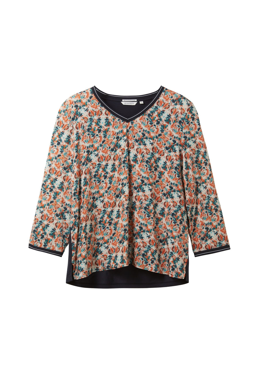 Tom Tailor Langarmhemd mit 3/4 Ärmeln und Floralmuster