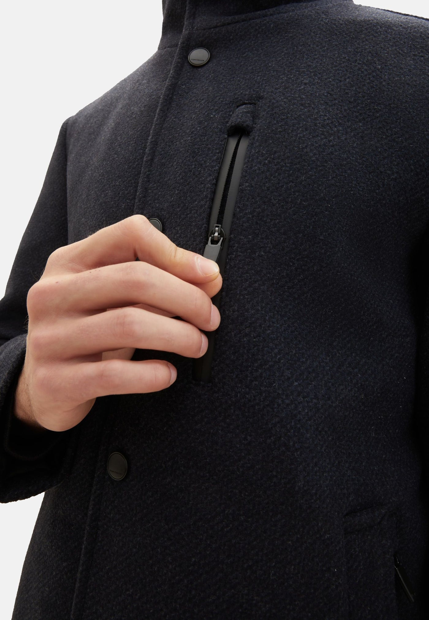 Tom Tailor Wollmantel mit Knopfleiste und Eingrifftaschen