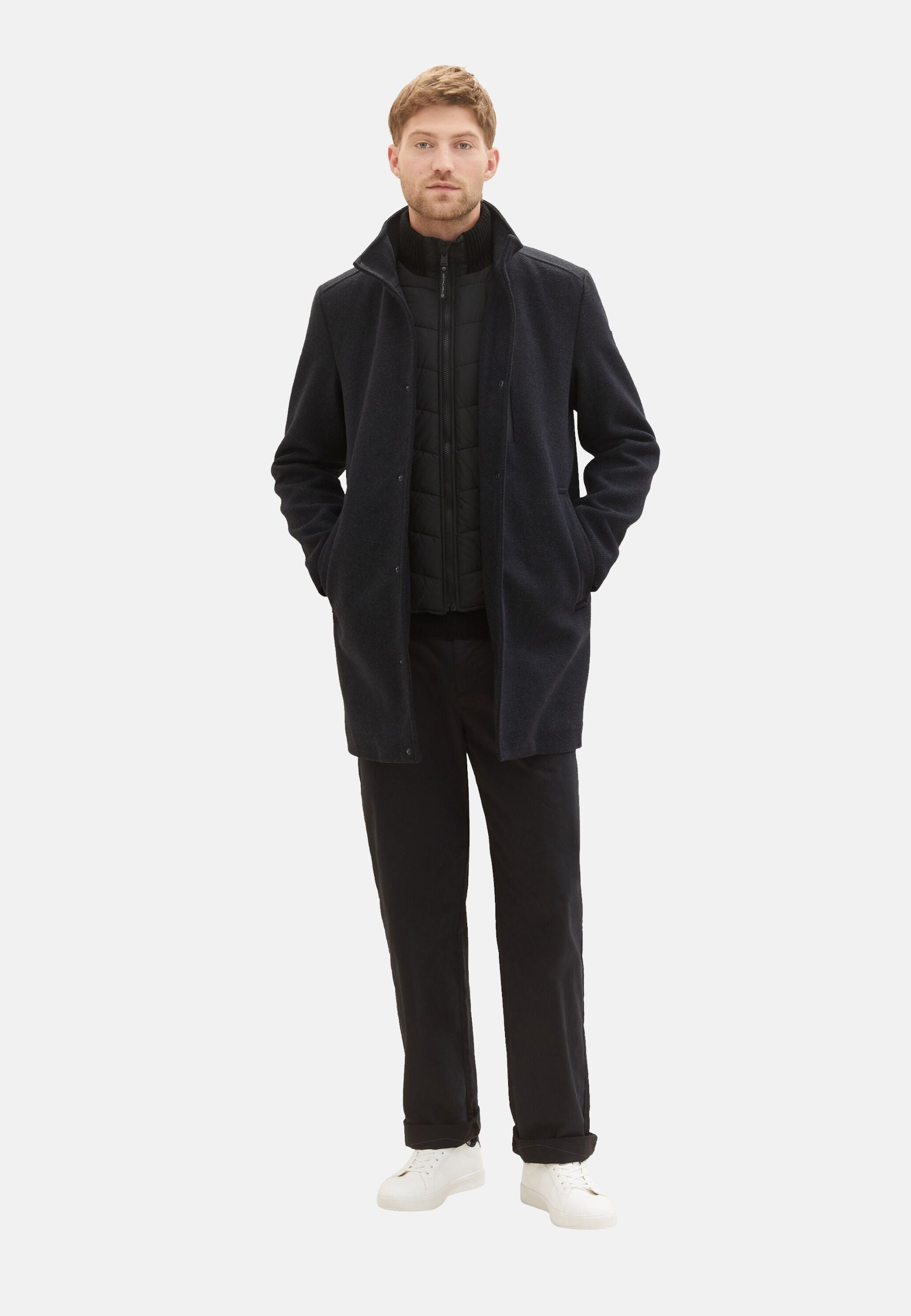 Tom Tailor Wollmantel mit Knopfleiste und Eingrifftaschen