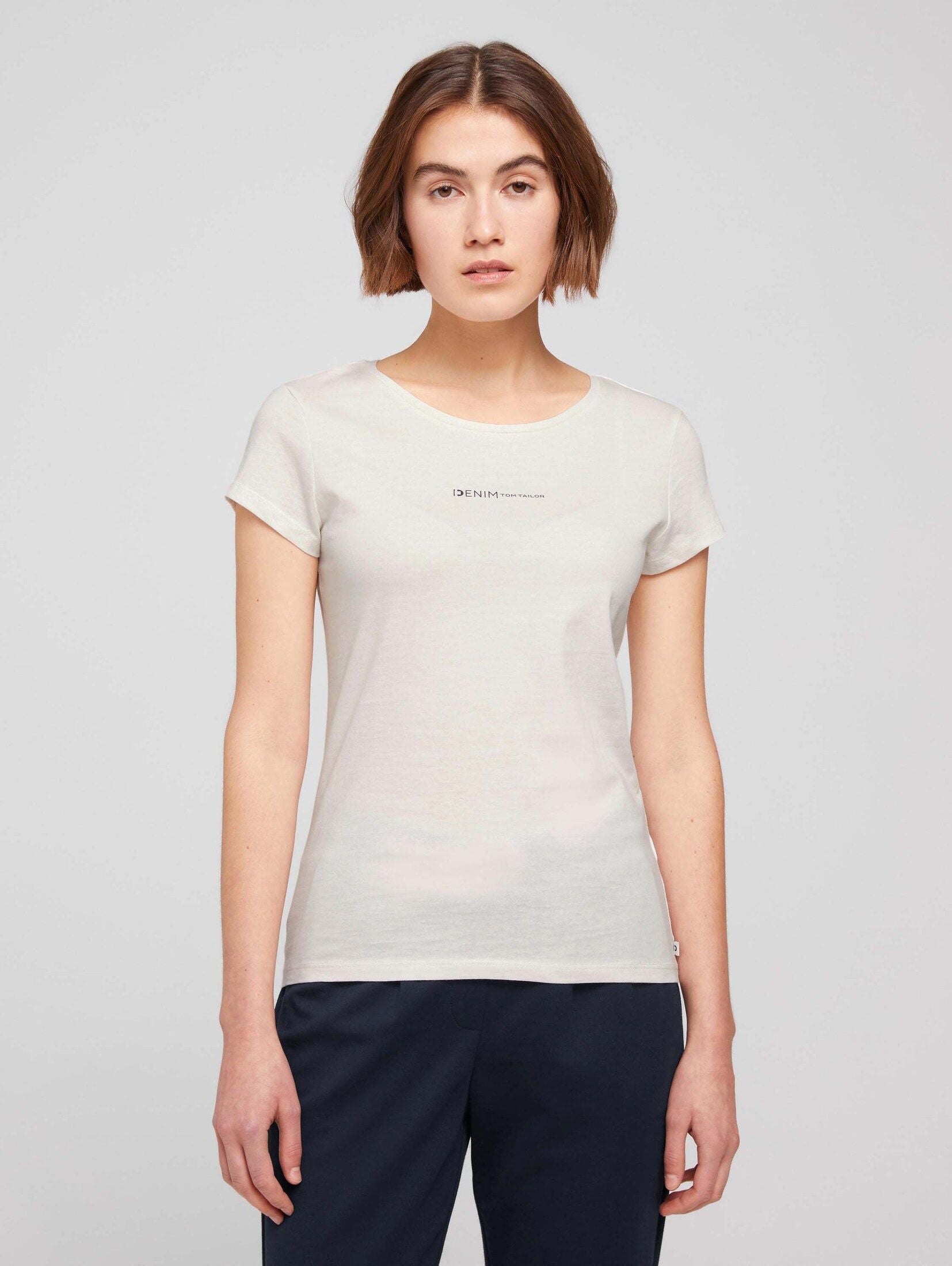 Tom Tailor Slim Fit T- Shirt mit Logo Print