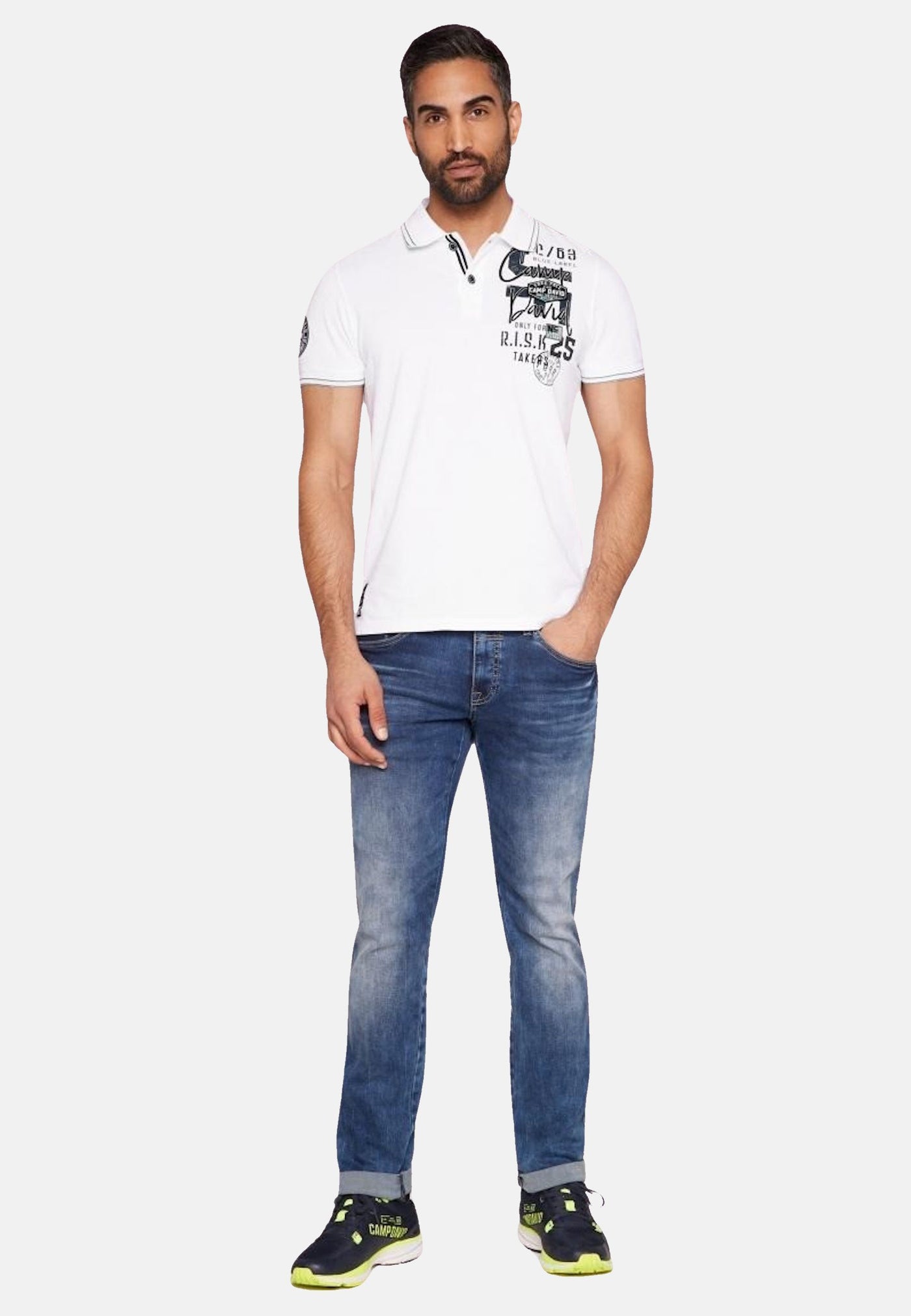 Camp David Base Jumping Kurzarmshirt mit Polokragen