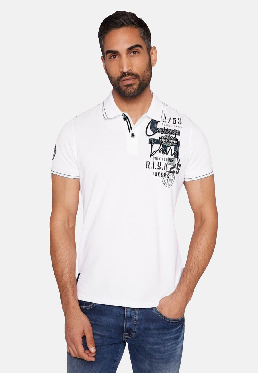 Camp David Base Jumping Kurzarmshirt mit Polokragen