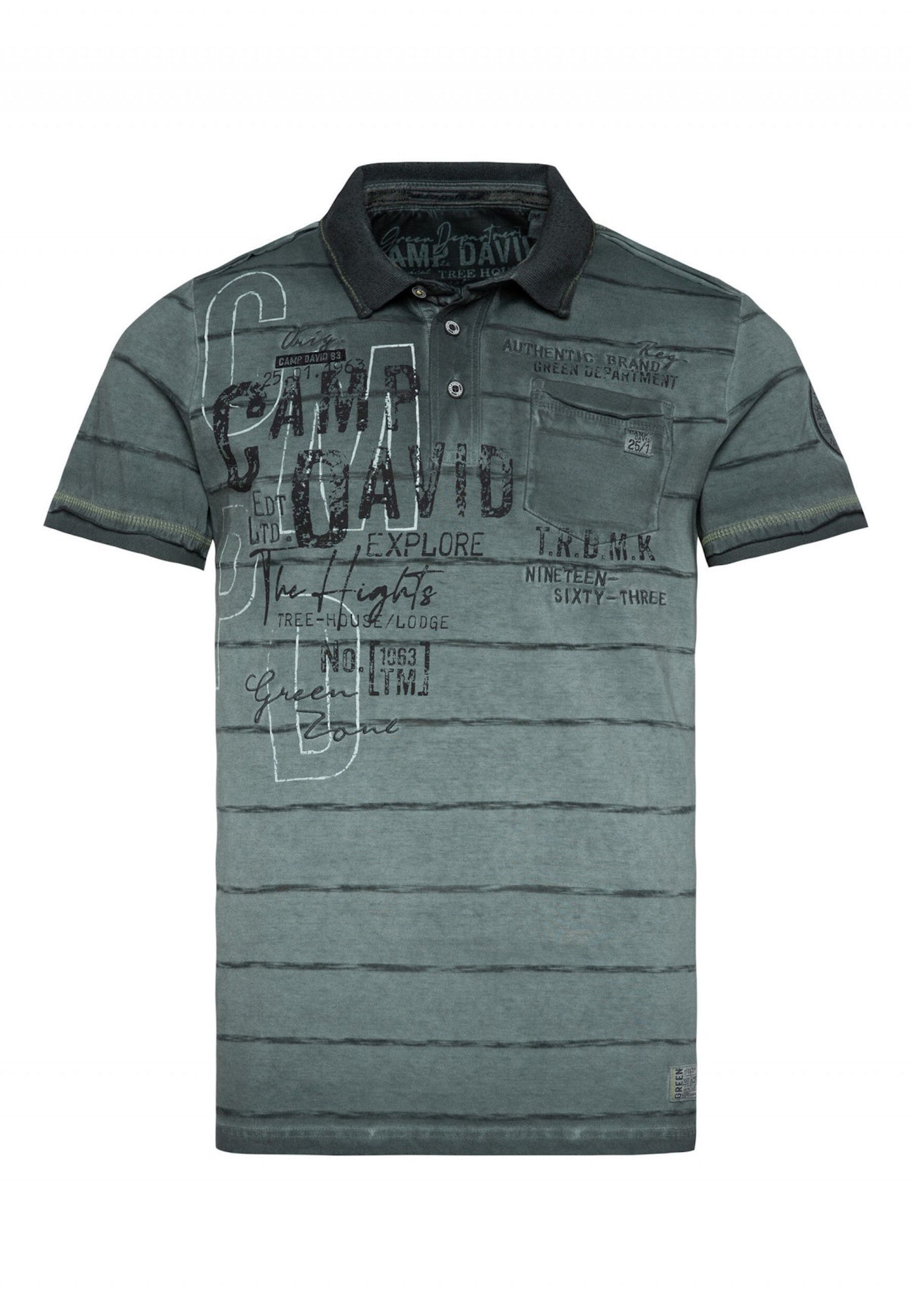 Camp David Tree House Kurzarmshirt mit Polokragen