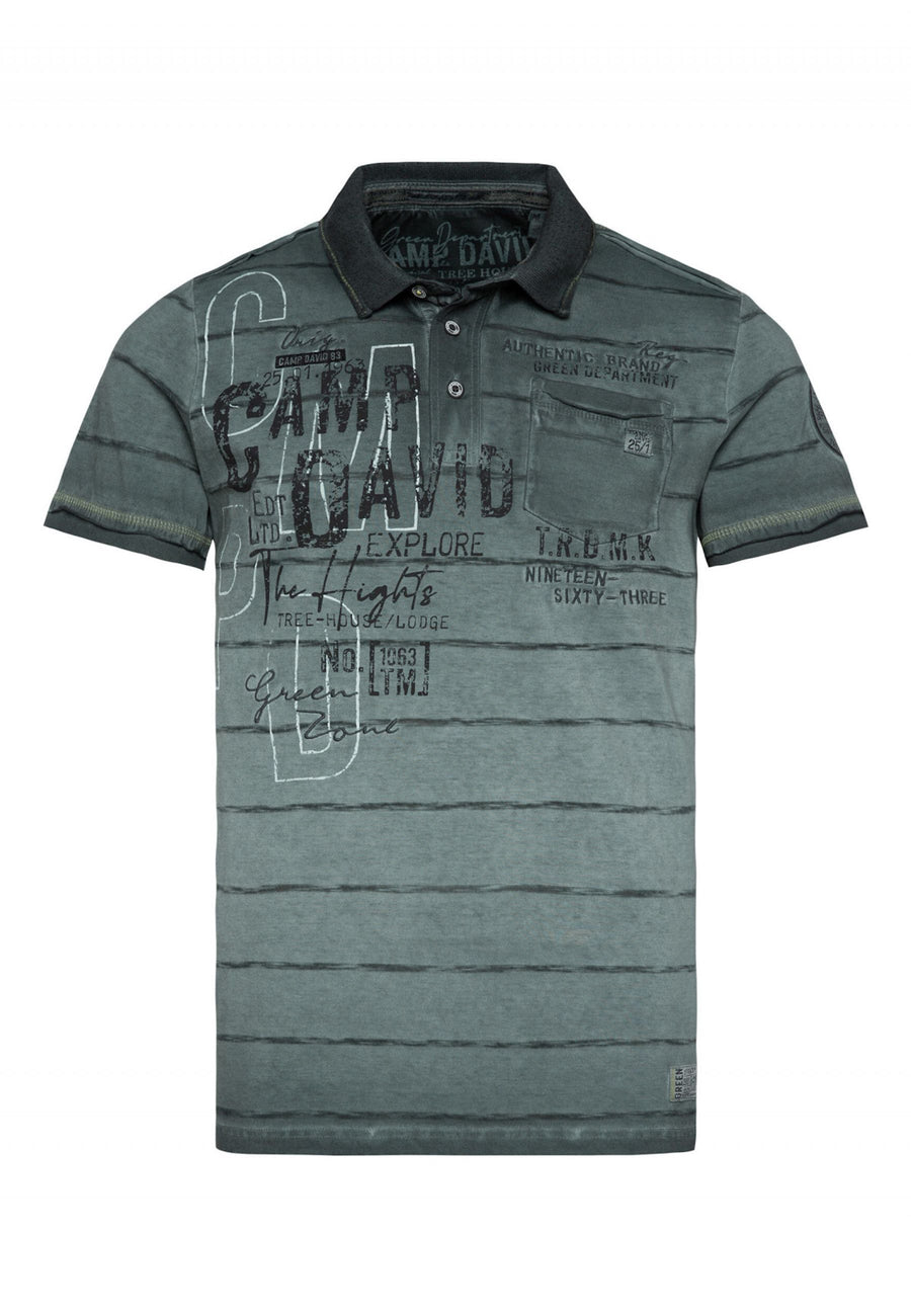 Camp David Tree House Kurzarmshirt mit Polokragen
