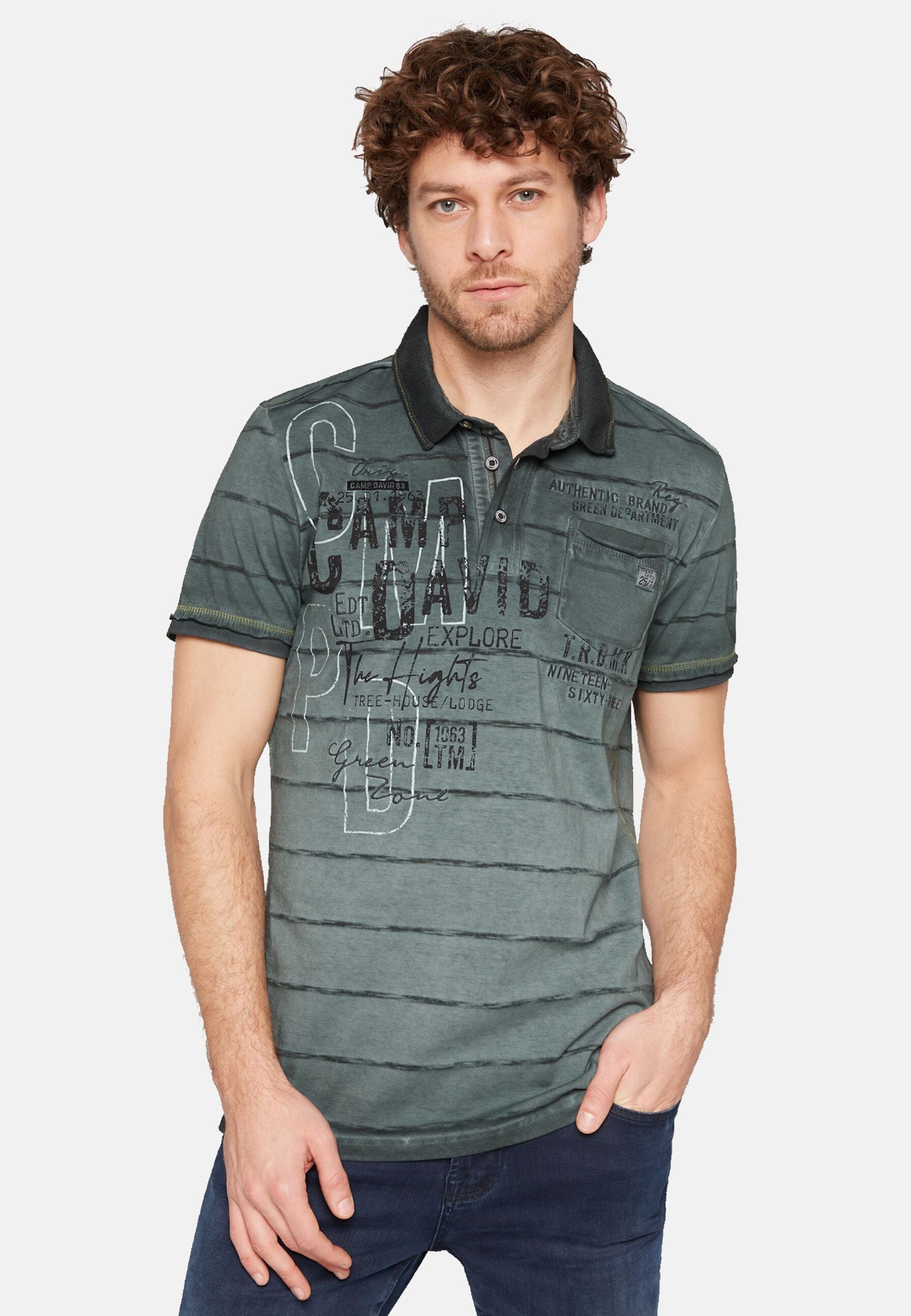 Camp David Tree House Kurzarmshirt mit Polokragen