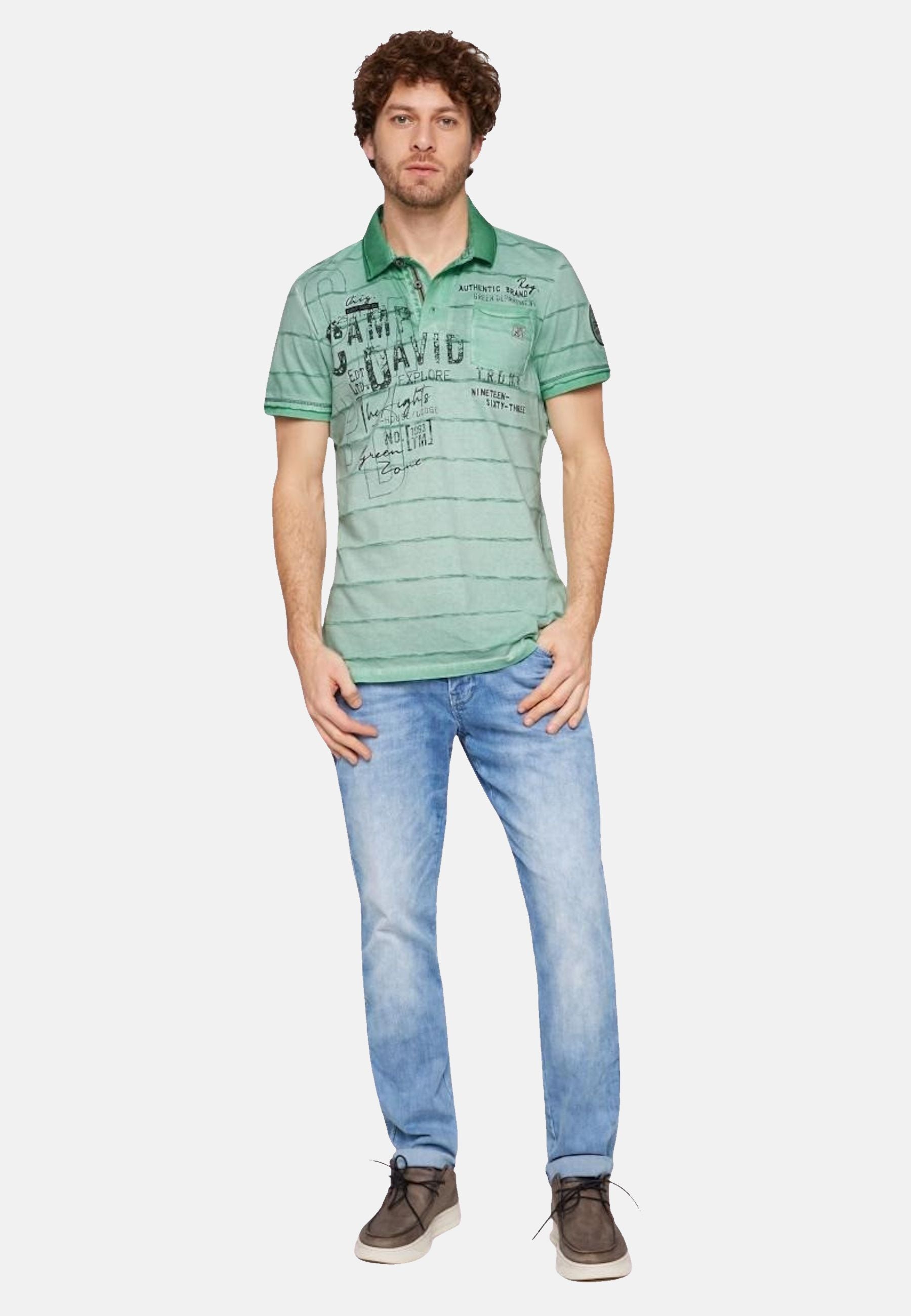 Camp David Tree House Kurzarmshirt mit Polokragen
