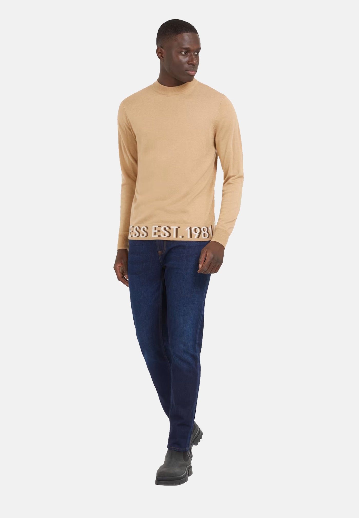 Guess ALF LS High Neck Logo Langarmpullover