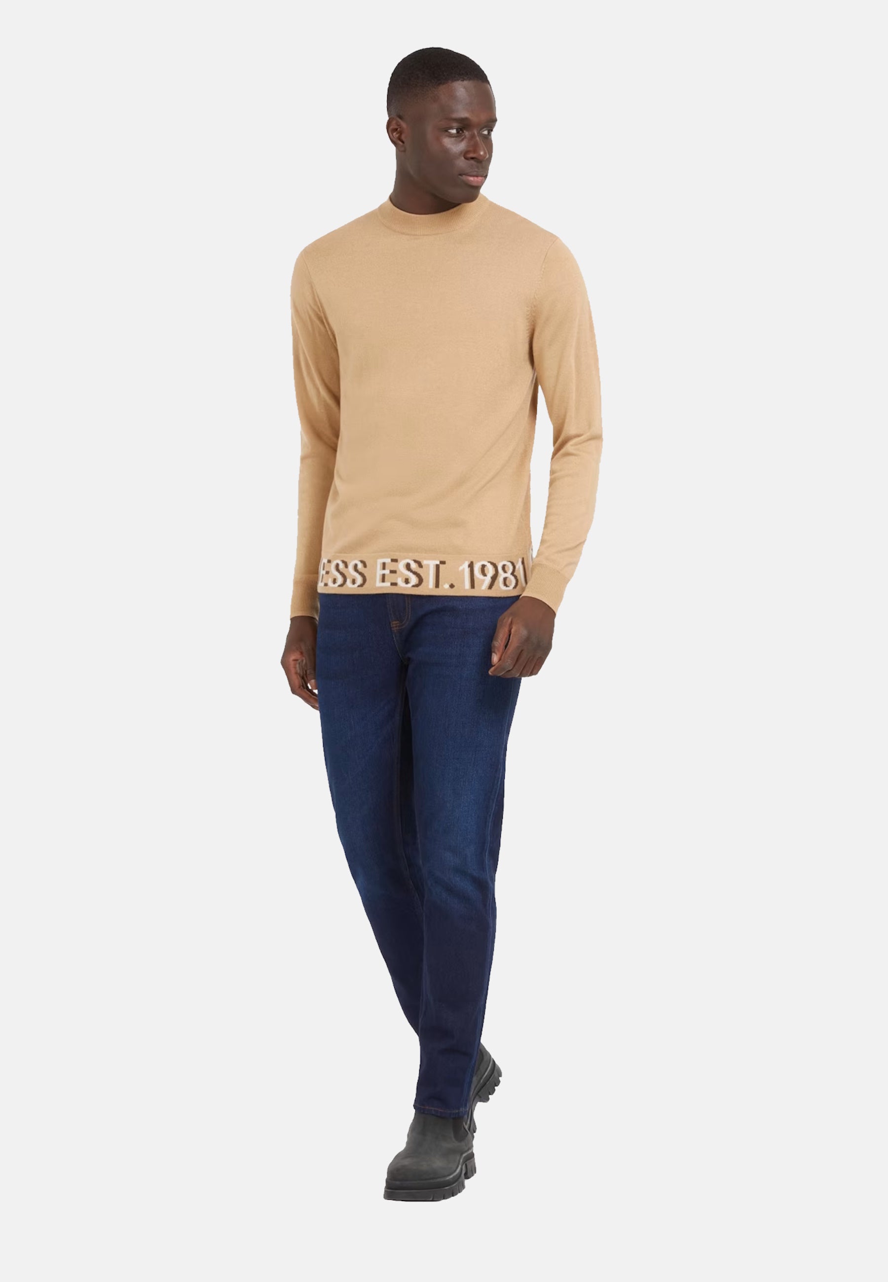 Guess ALF LS High Neck Logo Langarmpullover
