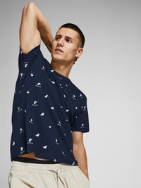 Jack & Jones T-Shirt POSITANO TEE CREW NECK  mit Allover-Print