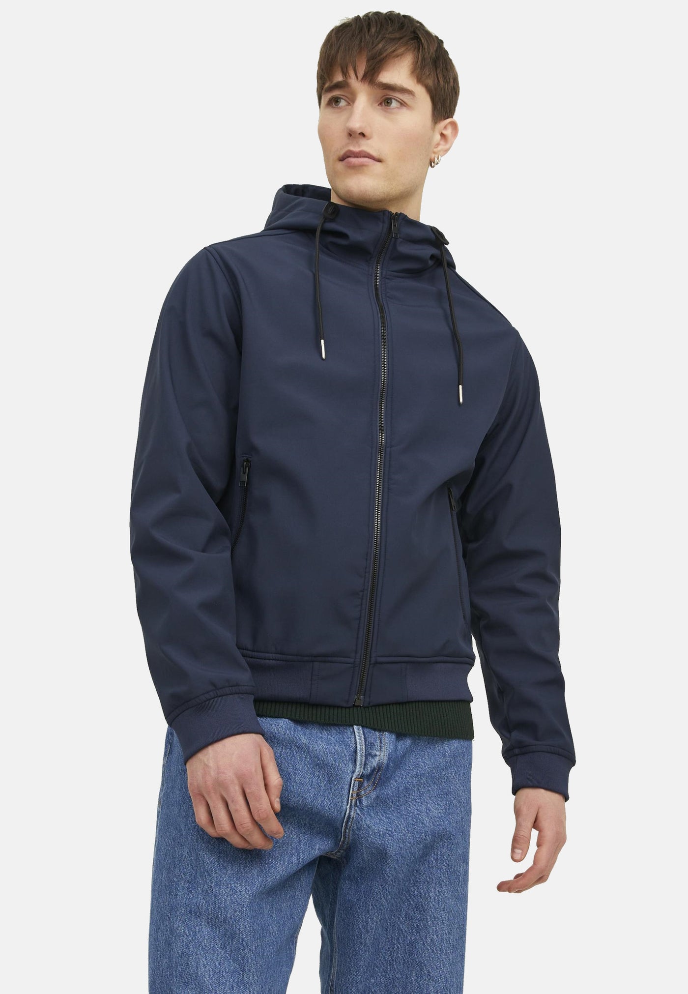 Jack & Jones BASIC Softshelljacke mit Kapuze, Reißverschluss und Reißverschlusstaschen