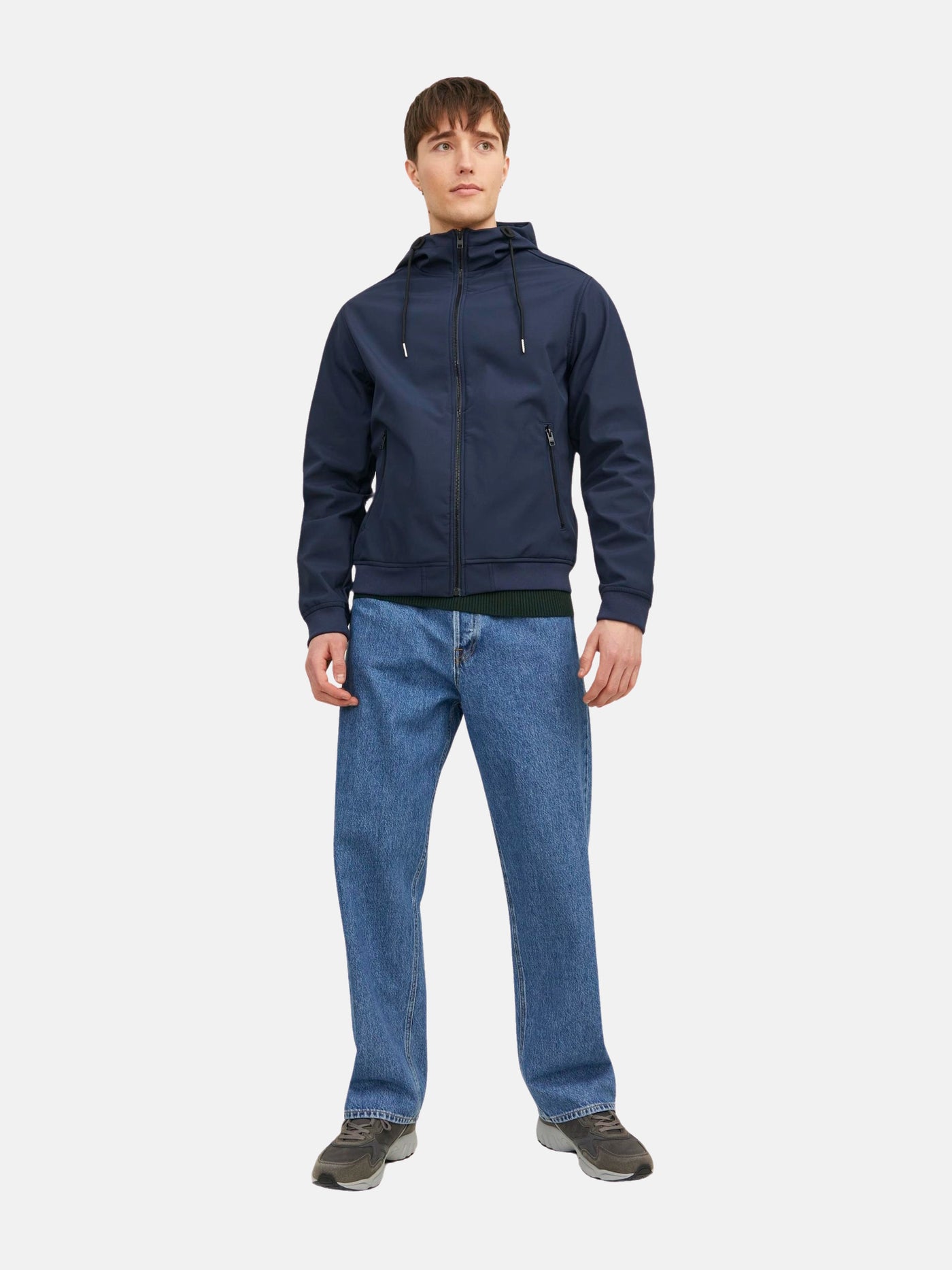 Jack & Jones BASIC Softshelljacke mit Kapuze, Reißverschluss und Reißverschlusstaschen