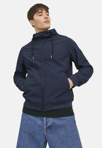 Jack & Jones BASIC Softshelljacke mit Kapuze, Reißverschluss und Reißverschlusstaschen