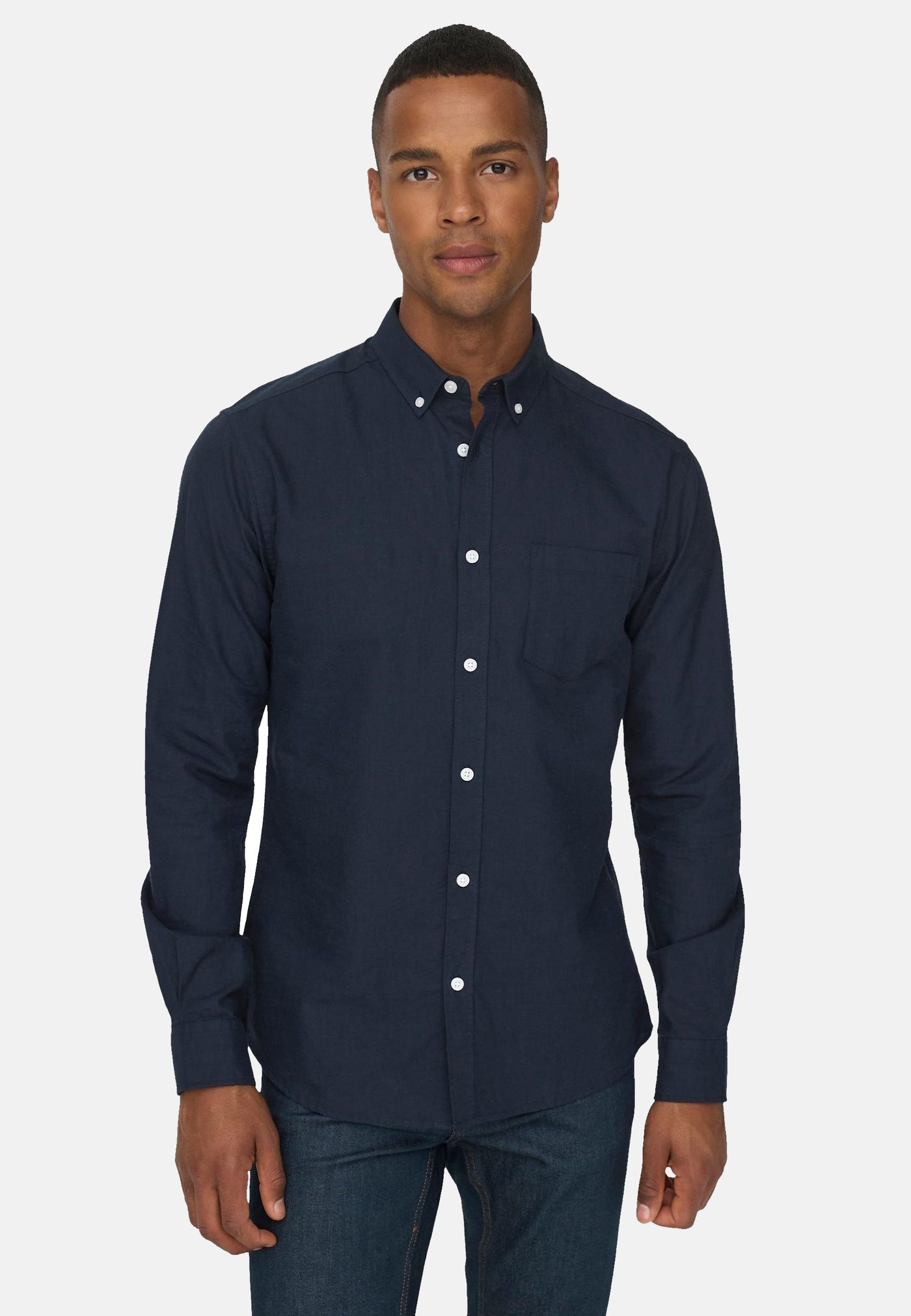 Only & Sons Salvaro Langarmhemd mit Brusttasche, Slim Fit