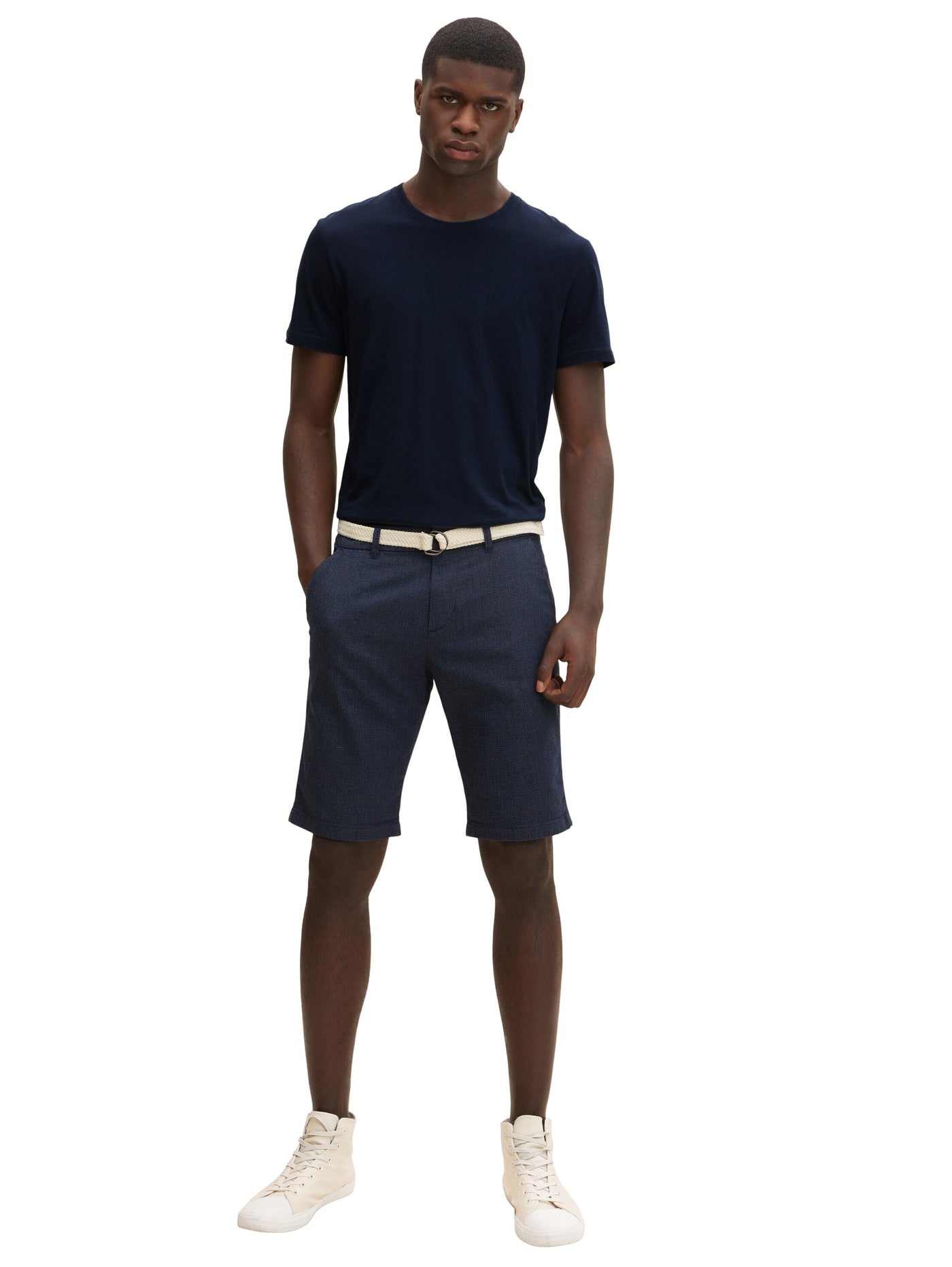 Tom Tailor Chino-Shorts mit Gürtel und Allover-Print
