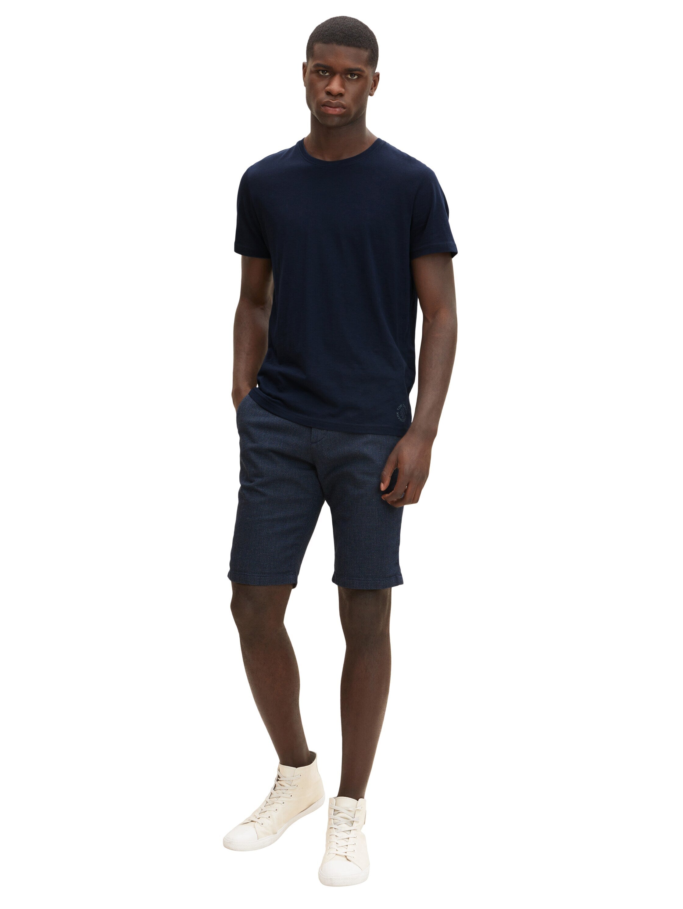 Tom Tailor Chino-Shorts mit Gürtel und Allover-Print