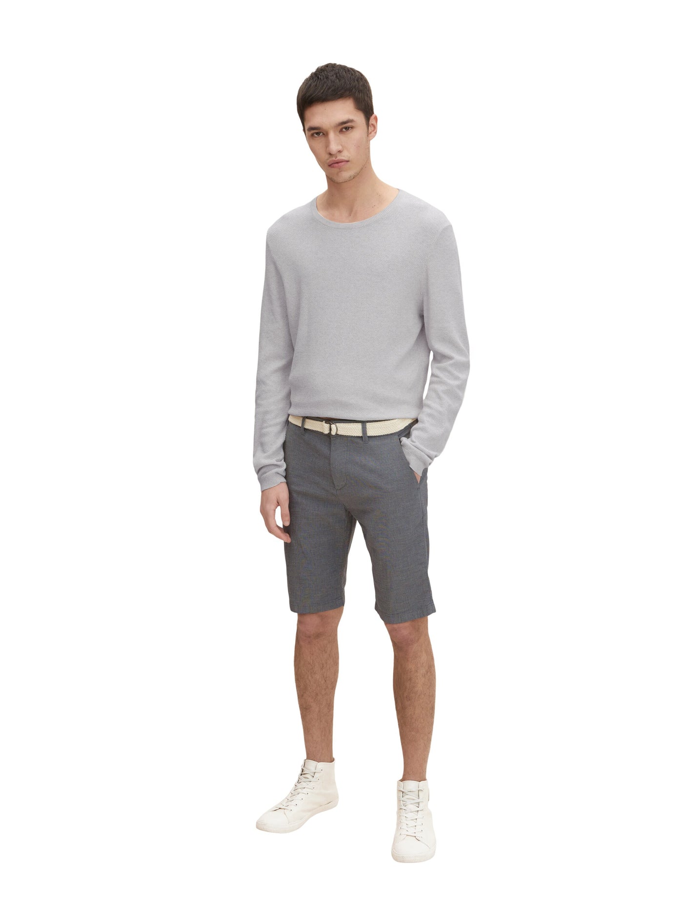 Tom Tailor Chino-Shorts mit Gürtel und Allover-Print