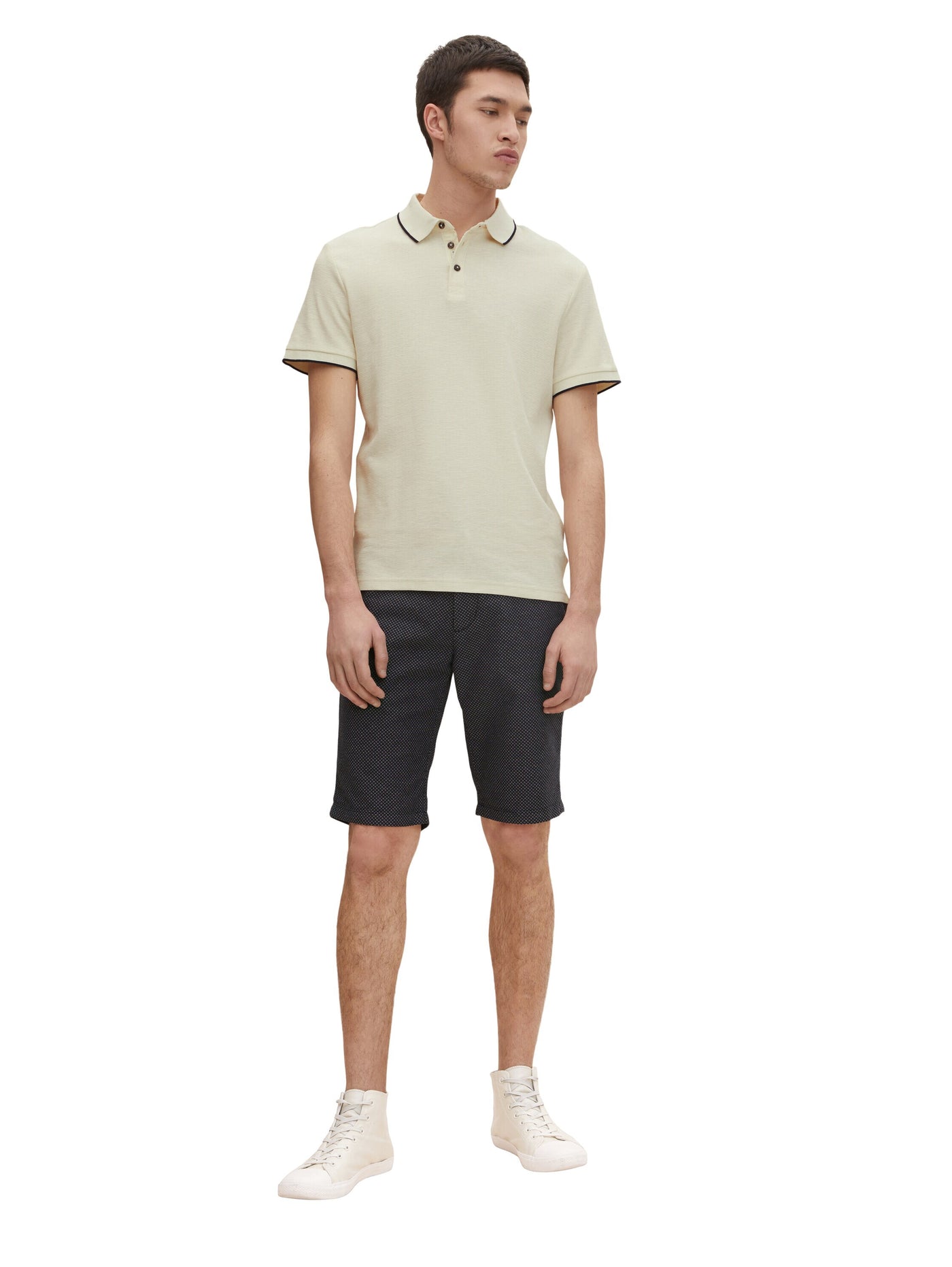 Tom Tailor Chino-Shorts mit Gürtel und Allover-Print