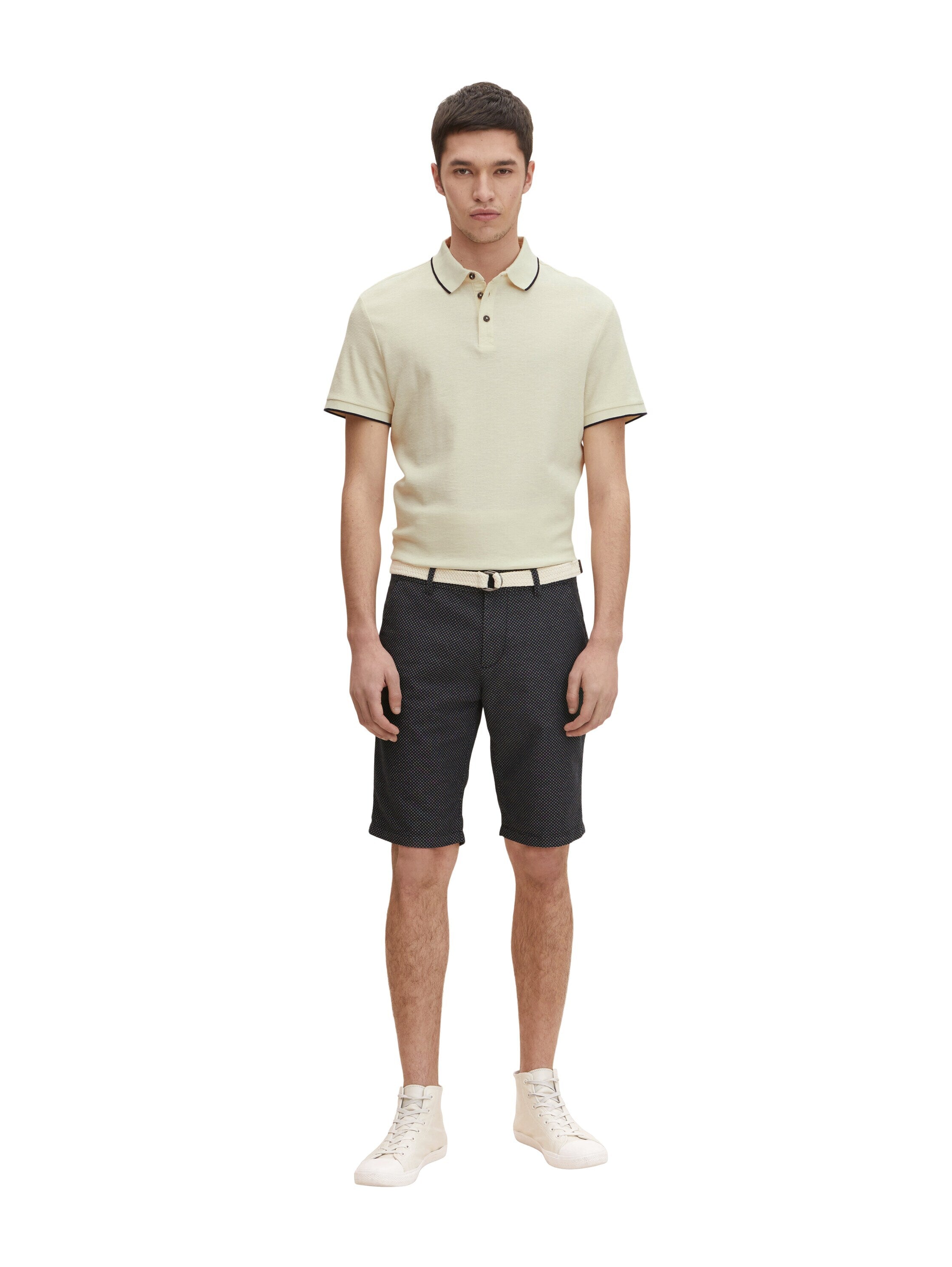 Tom Tailor Chino-Shorts mit Gürtel und Allover-Print