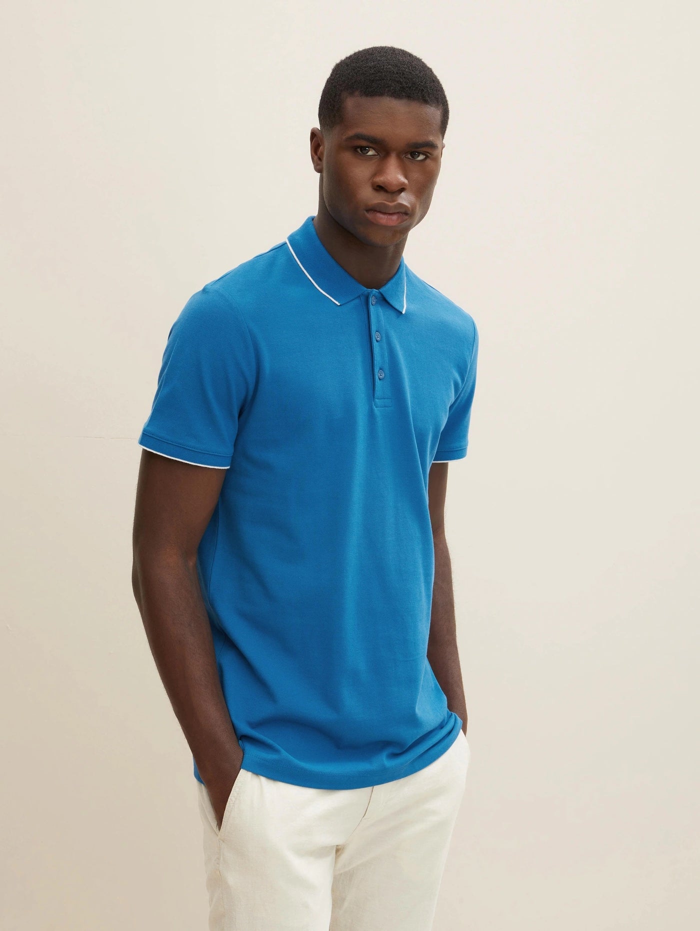 Tom Tailor Denim Male Shirt mit Polokragen und Knopfleiste