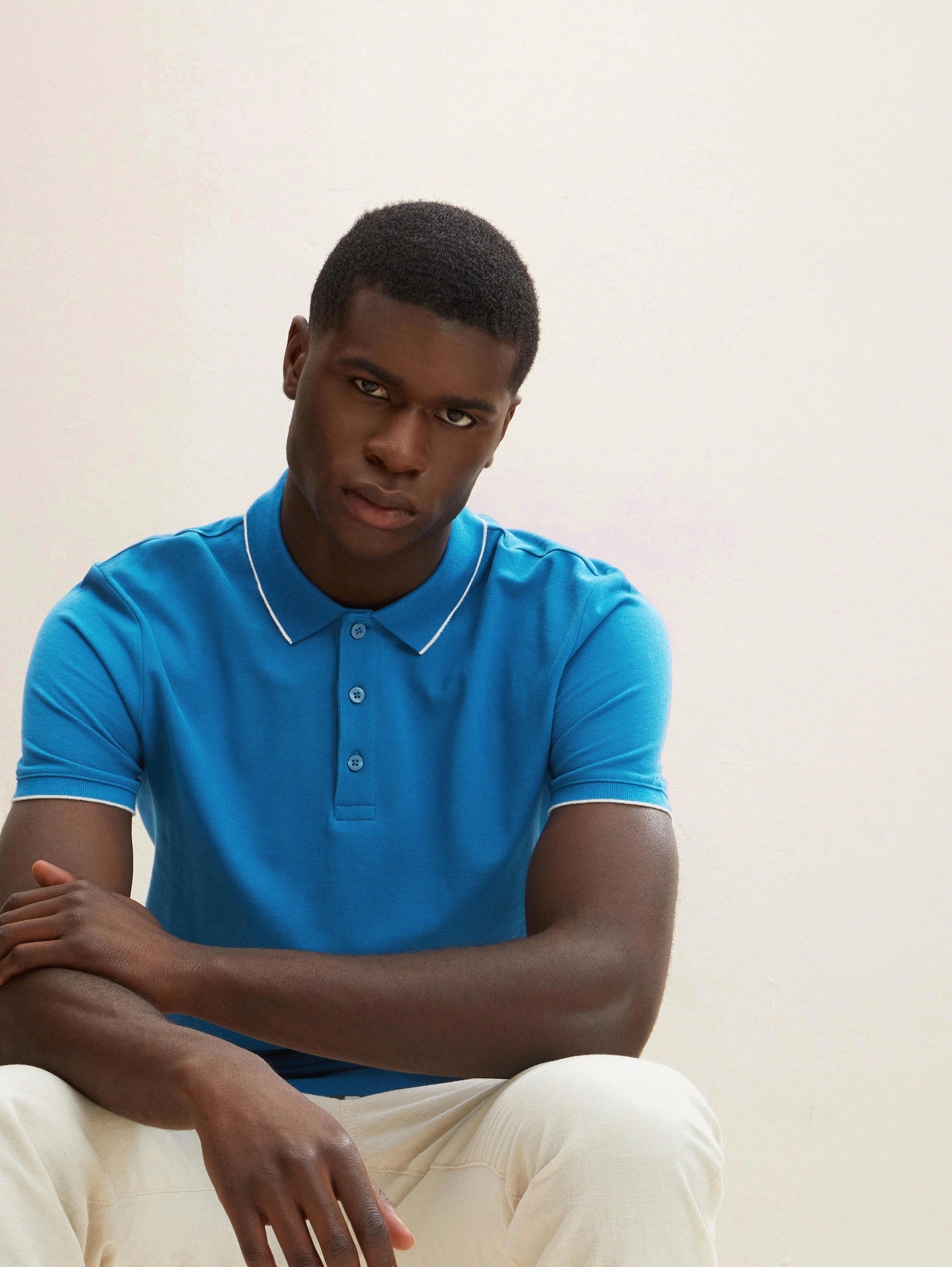 Tom Tailor Denim Male Shirt mit Polokragen und Knopfleiste