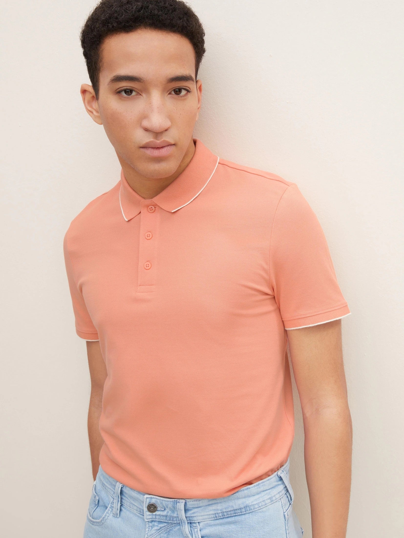 Tom Tailor Denim Male Shirt mit Polokragen und Knopfleiste
