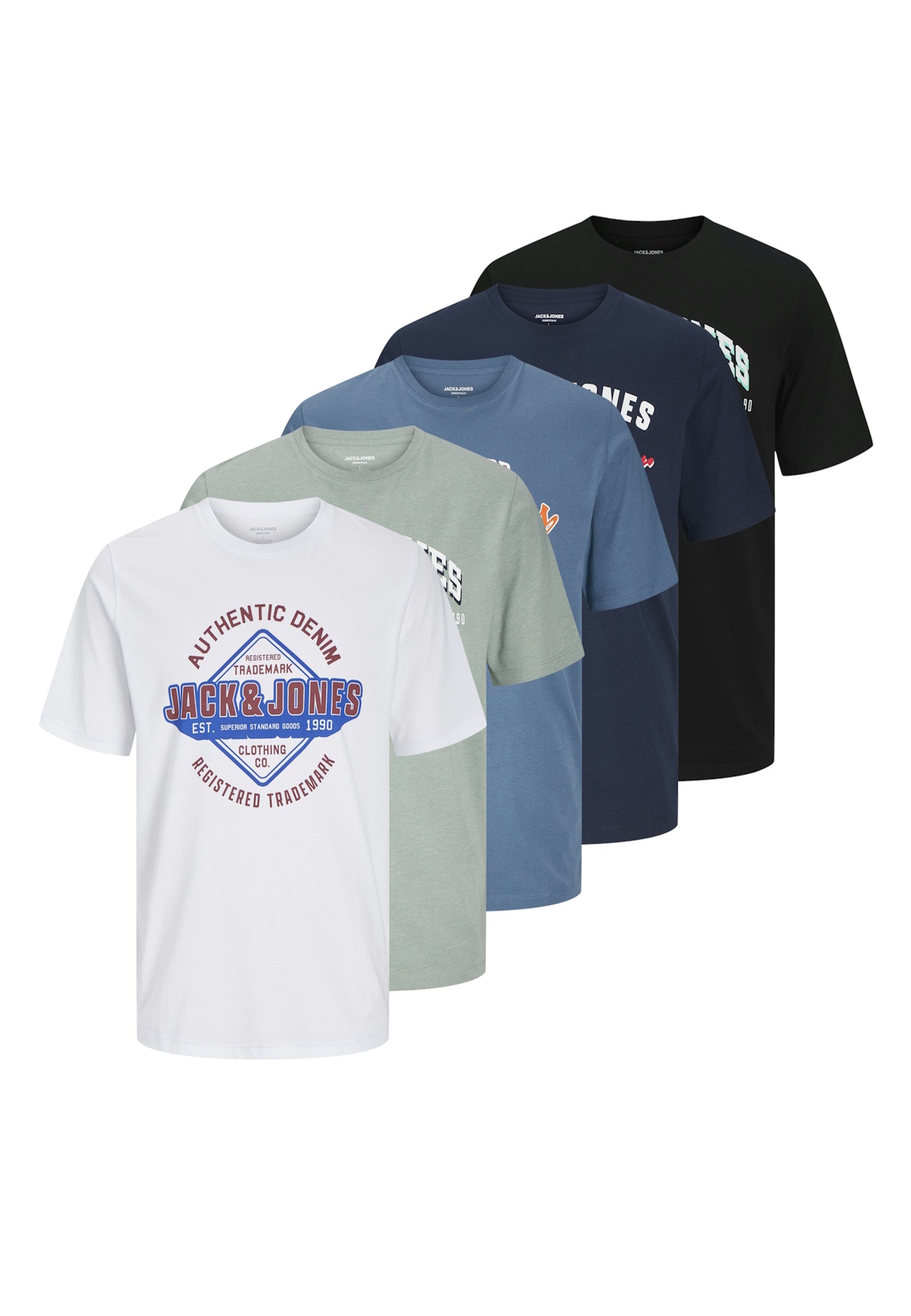 Jack & Jones LOGO Kurzarmshirt 5er Pack