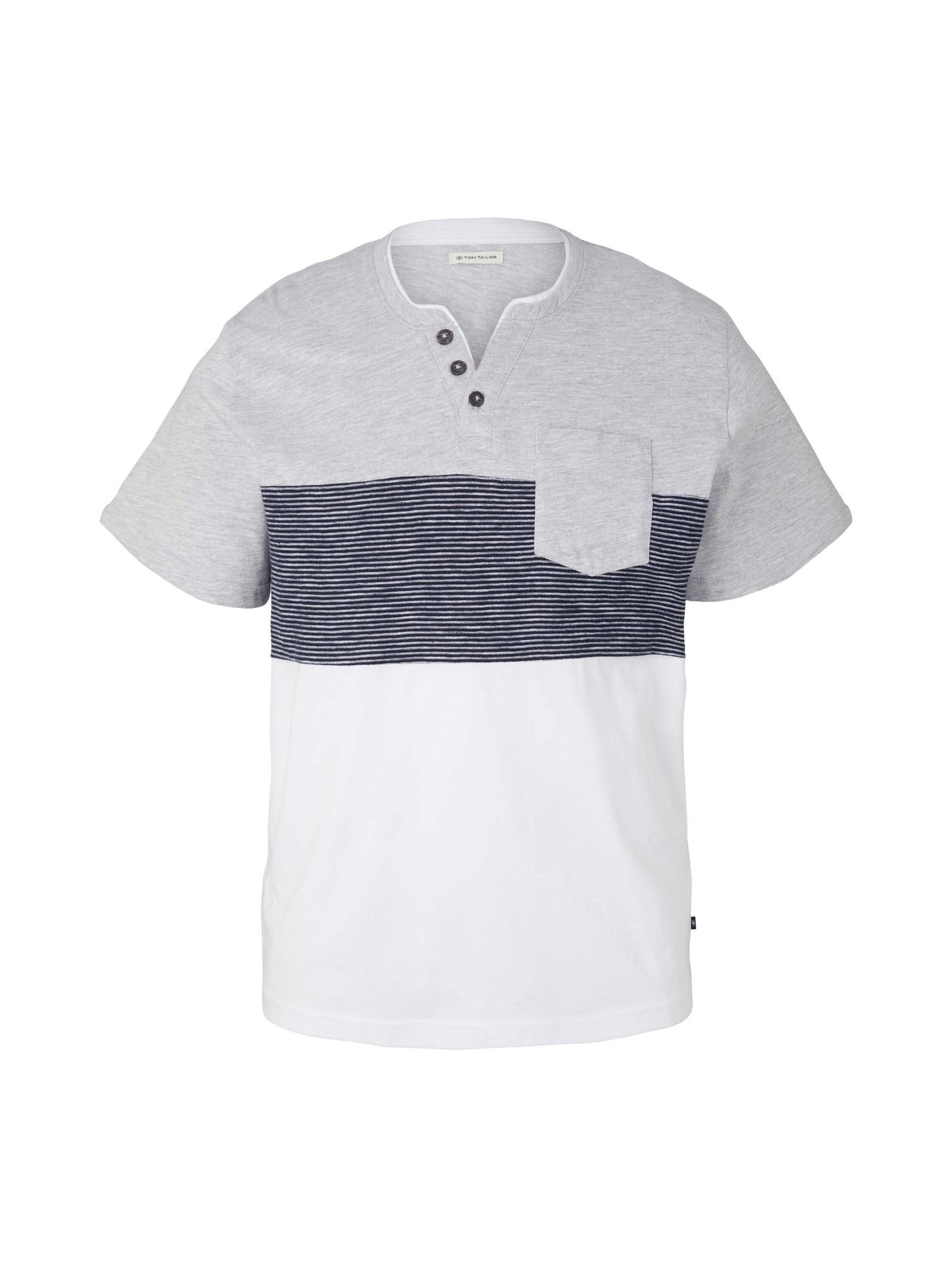 Tom Tailor T-Shirt mit Streifendetail und Henleyausschnitt