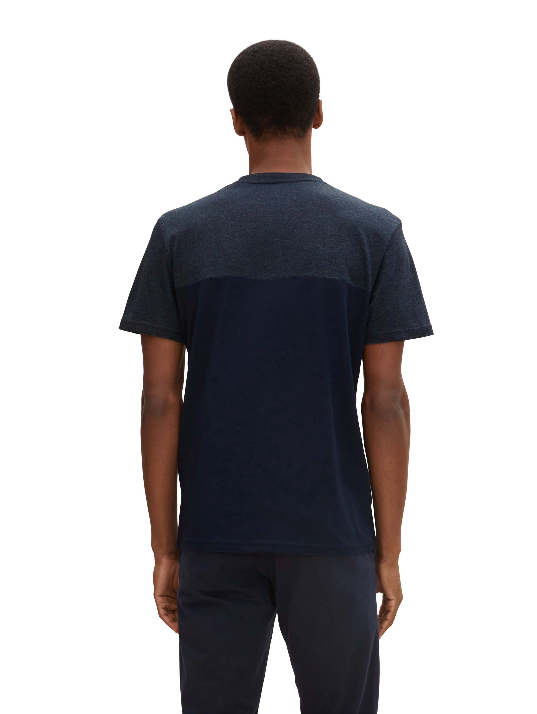 Tom Tailor T-Shirt mit Streifendetail und Henleyausschnitt