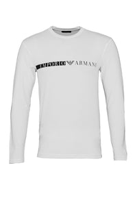 Emporio Armani Unifarbenes Langarmshirt mit Rundhals und Megalogo