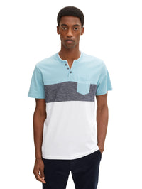 Tom Tailor T-Shirt mit Streifendetail und Henleyausschnitt