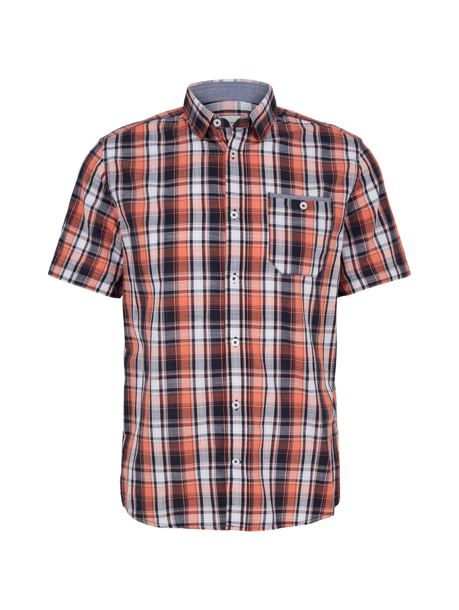 Tom Tailor Kariertes Hemd mit Kentkragen und Knopfleiste